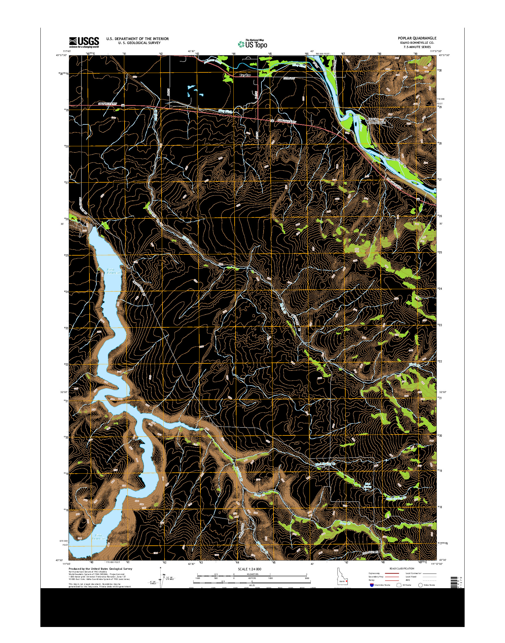 USGS US TOPO 7.5-MINUTE MAP FOR POPLAR, ID 2013