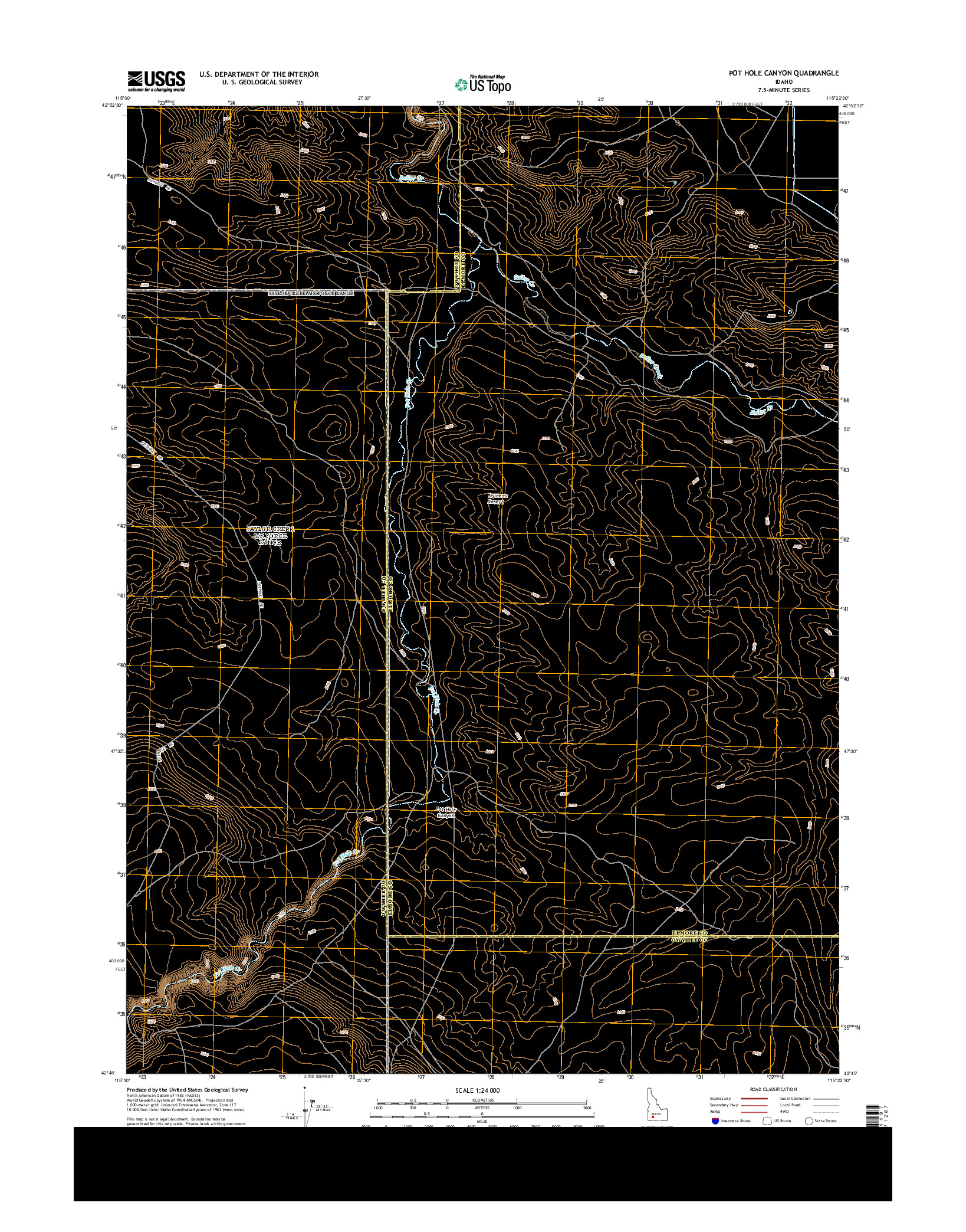 USGS US TOPO 7.5-MINUTE MAP FOR POT HOLE CANYON, ID 2013