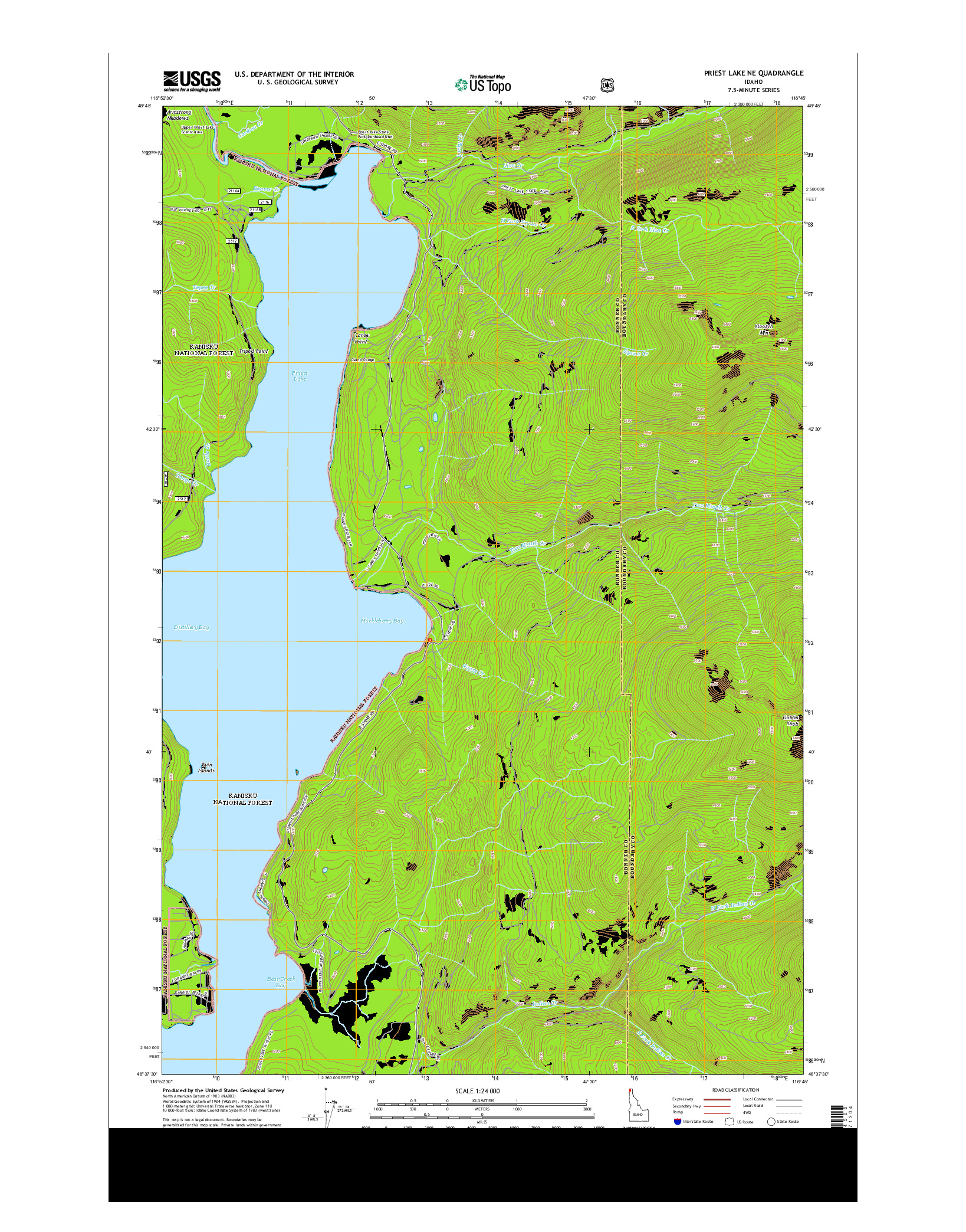 USGS US TOPO 7.5-MINUTE MAP FOR PRIEST LAKE NE, ID 2013