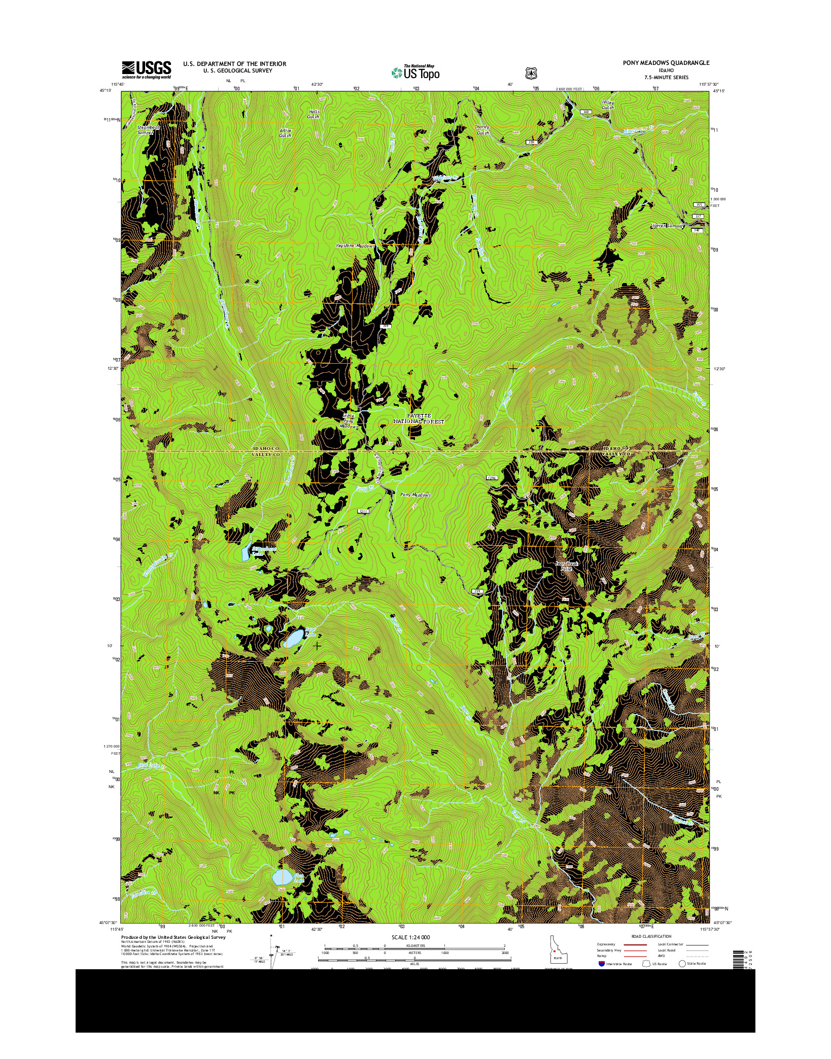 USGS US TOPO 7.5-MINUTE MAP FOR PONY MEADOWS, ID 2013