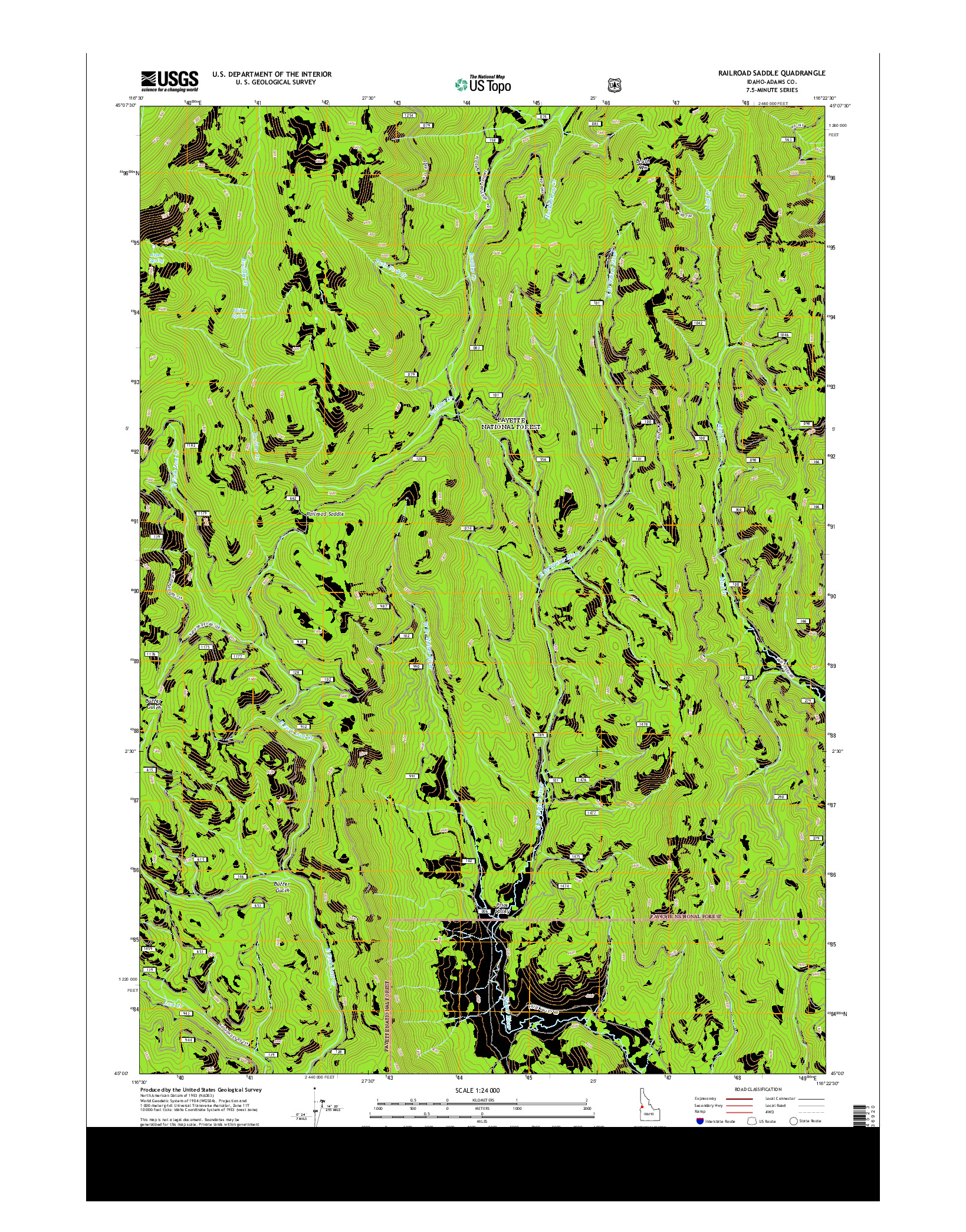 USGS US TOPO 7.5-MINUTE MAP FOR RAILROAD SADDLE, ID 2013