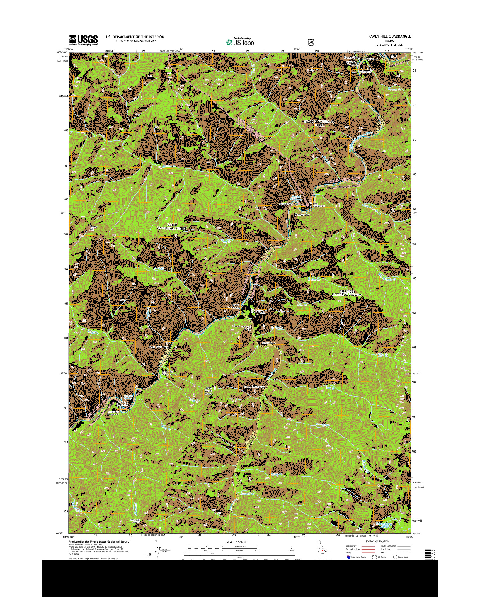 USGS US TOPO 7.5-MINUTE MAP FOR RAMEY HILL, ID 2013