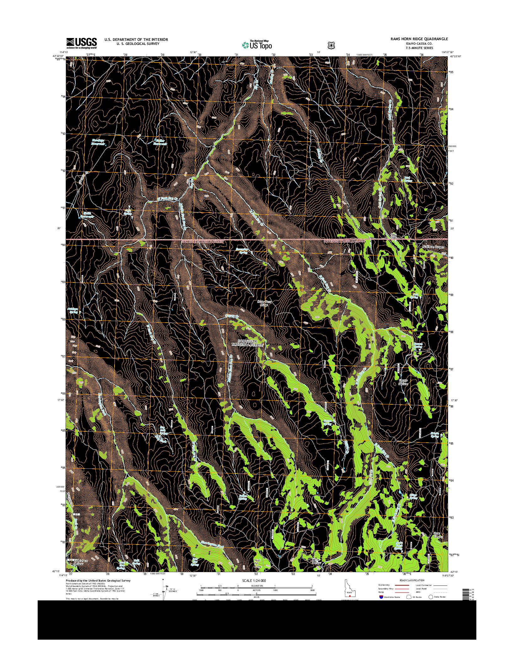 USGS US TOPO 7.5-MINUTE MAP FOR RAMS HORN RIDGE, ID 2013