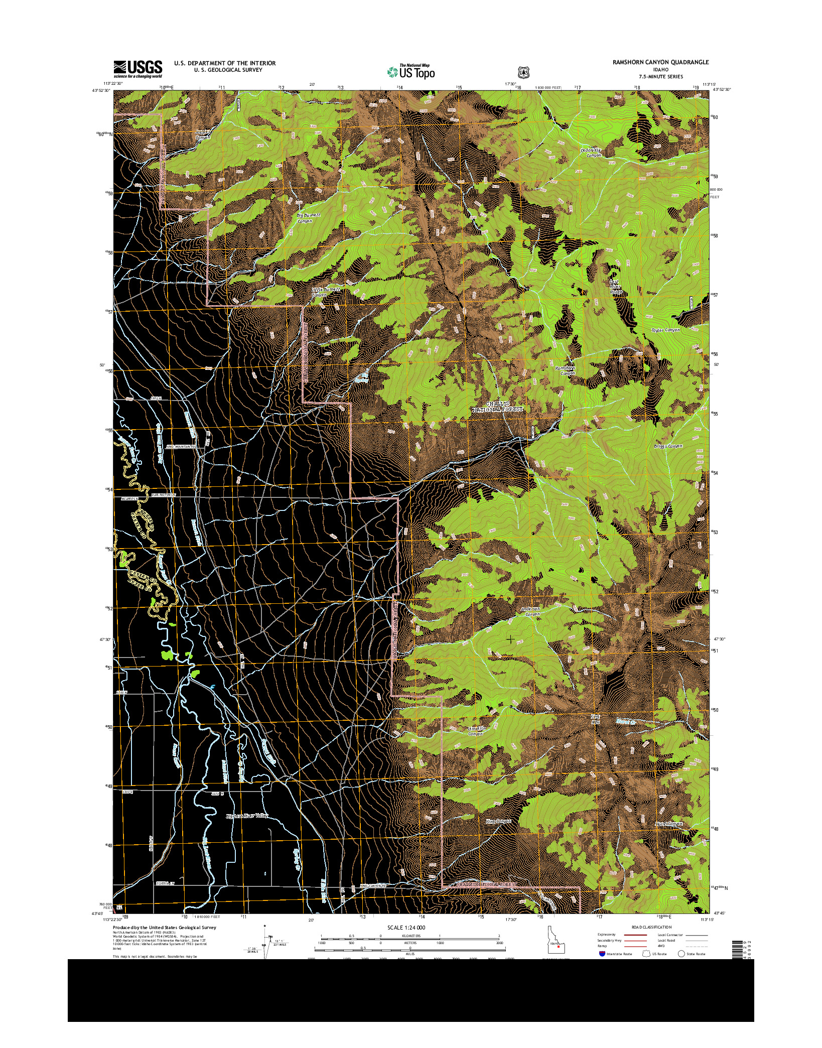 USGS US TOPO 7.5-MINUTE MAP FOR RAMSHORN CANYON, ID 2013