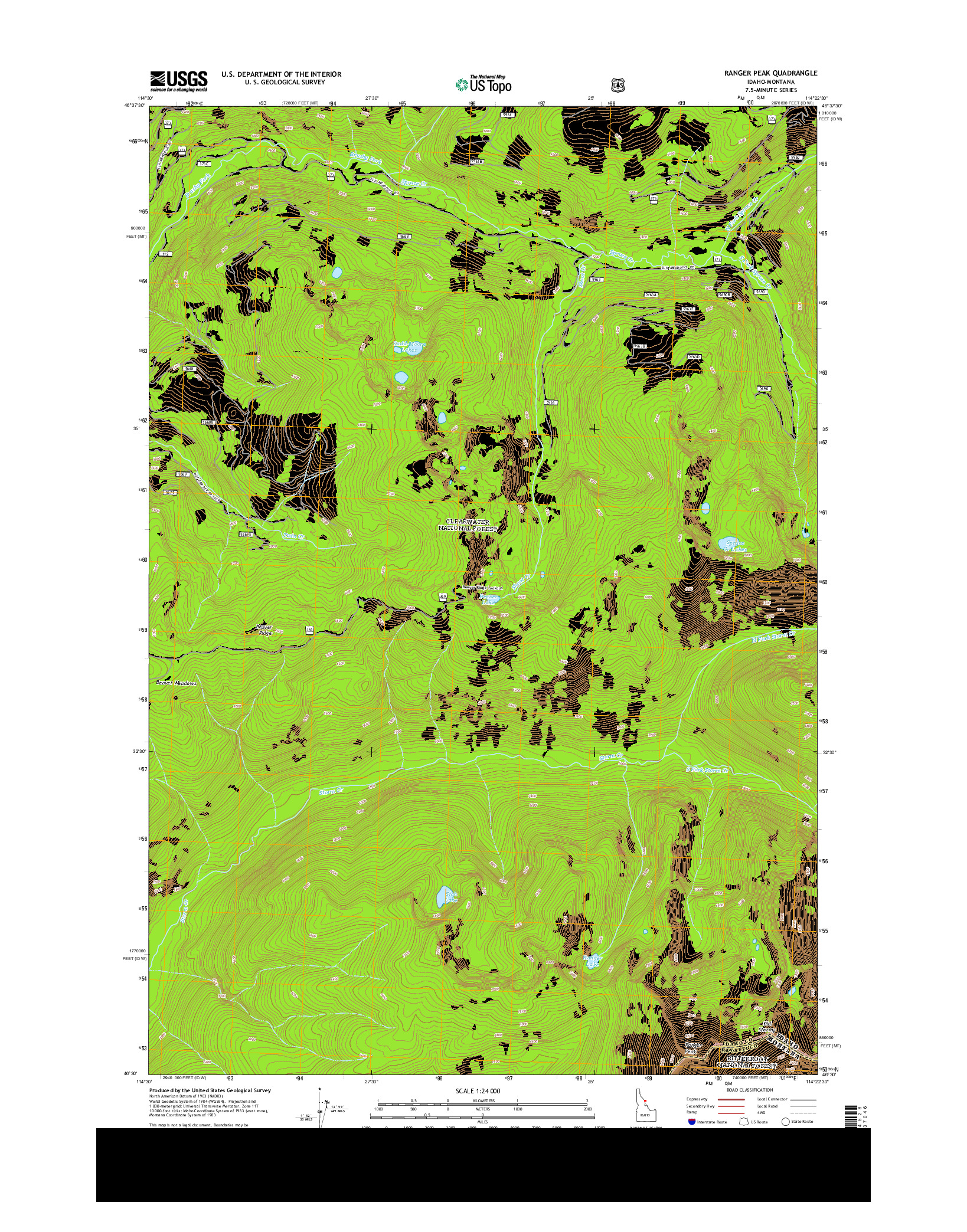 USGS US TOPO 7.5-MINUTE MAP FOR RANGER PEAK, ID-MT 2013