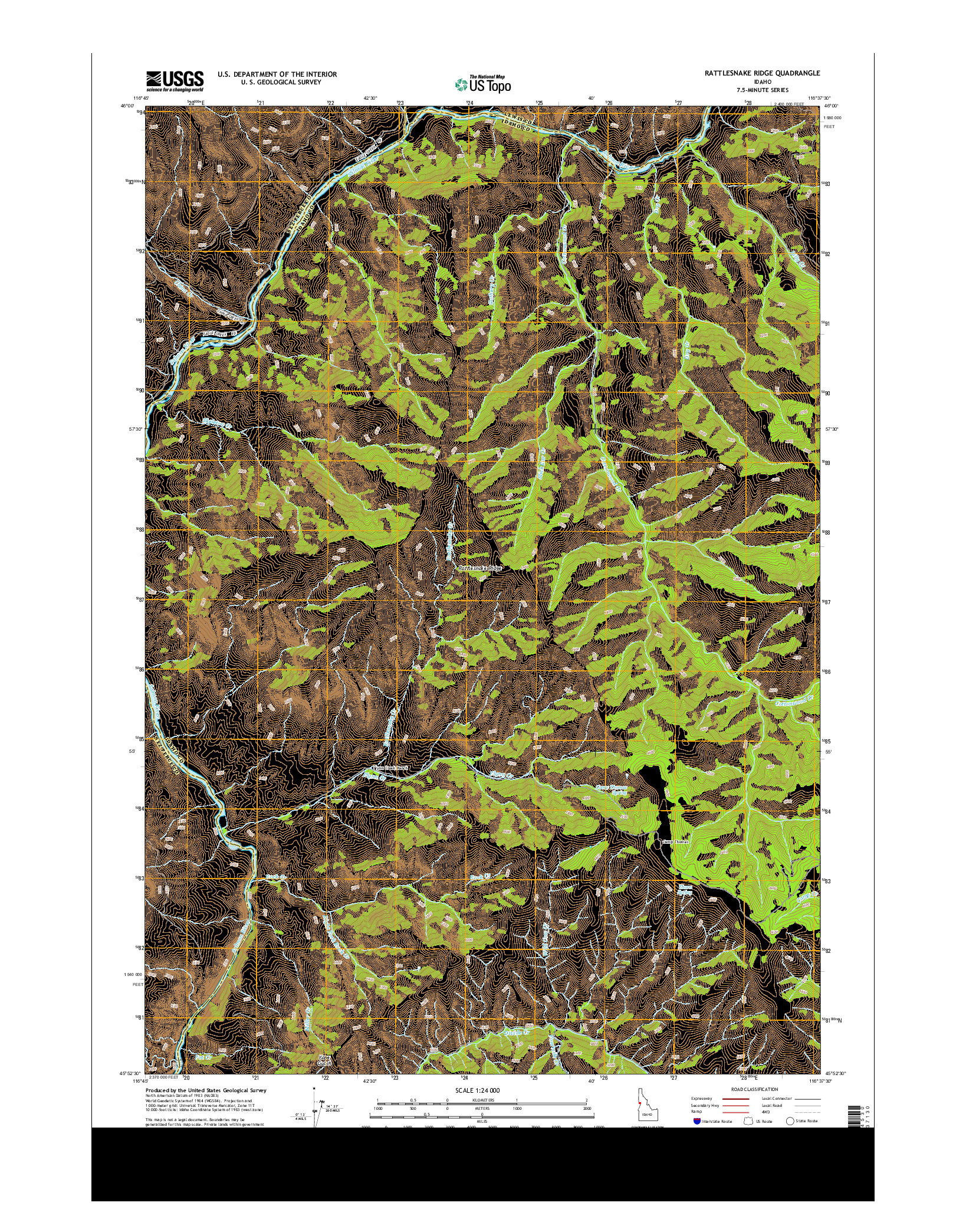 USGS US TOPO 7.5-MINUTE MAP FOR RATTLESNAKE RIDGE, ID 2013