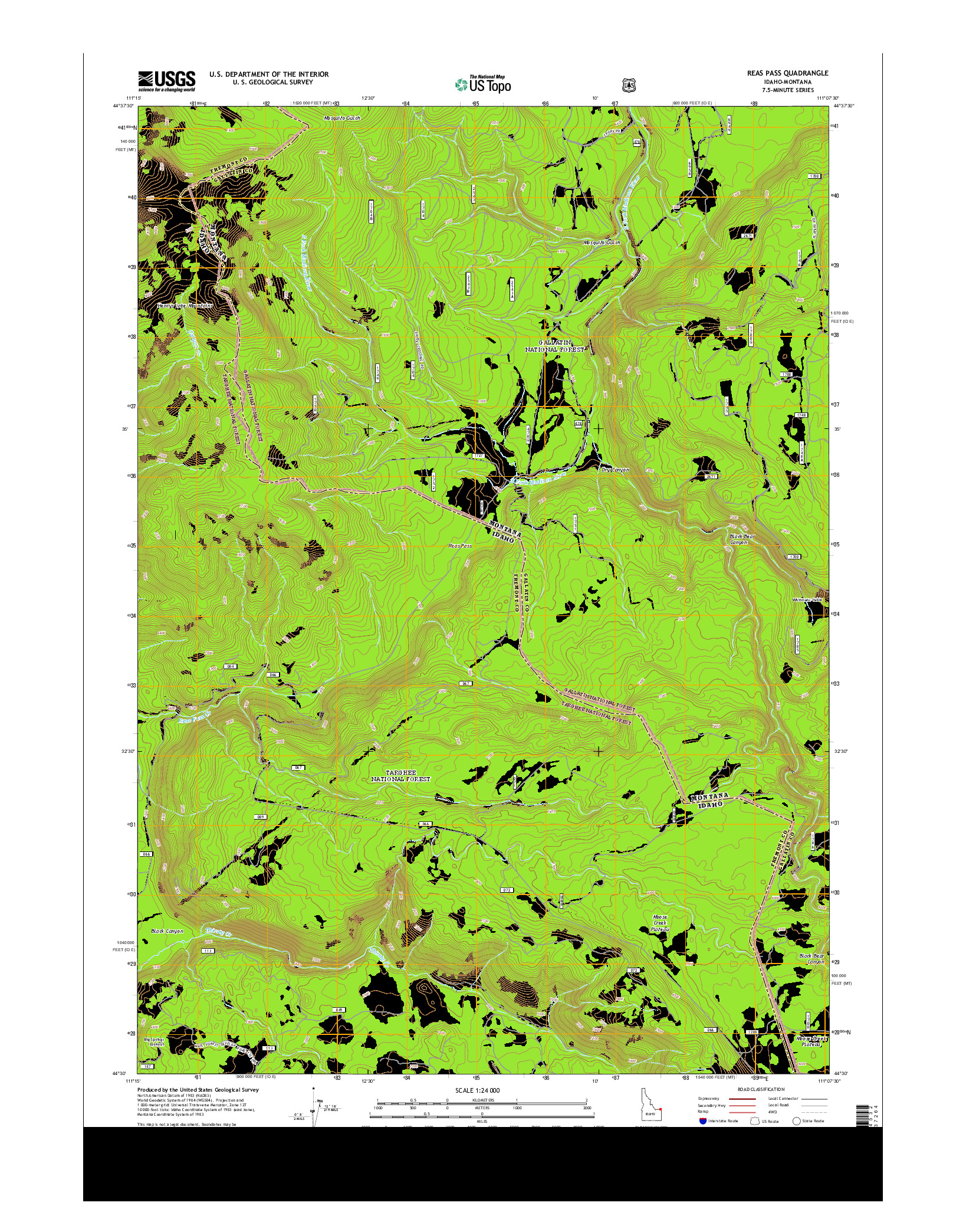 USGS US TOPO 7.5-MINUTE MAP FOR REAS PASS, ID-MT 2013