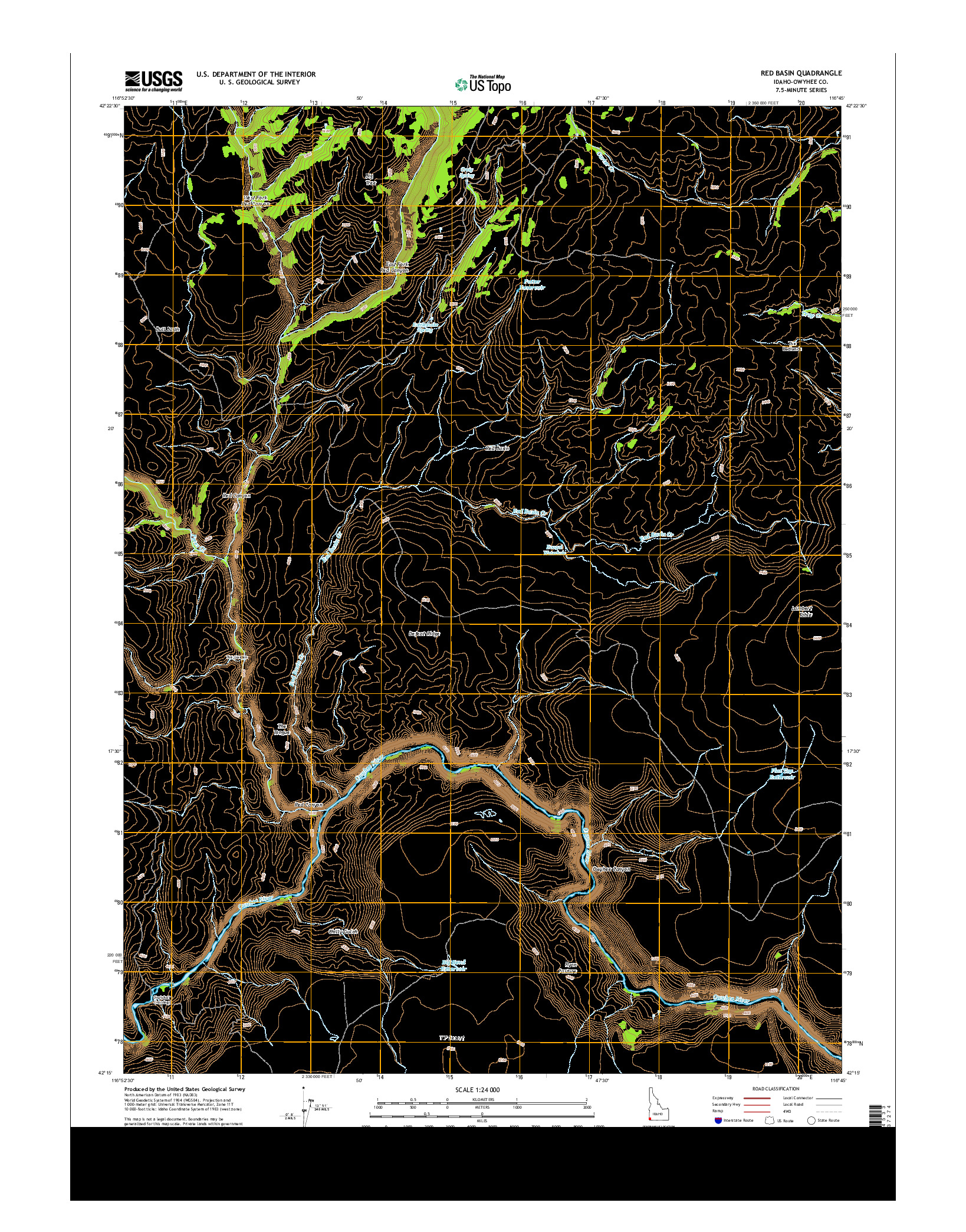 USGS US TOPO 7.5-MINUTE MAP FOR RED BASIN, ID 2013