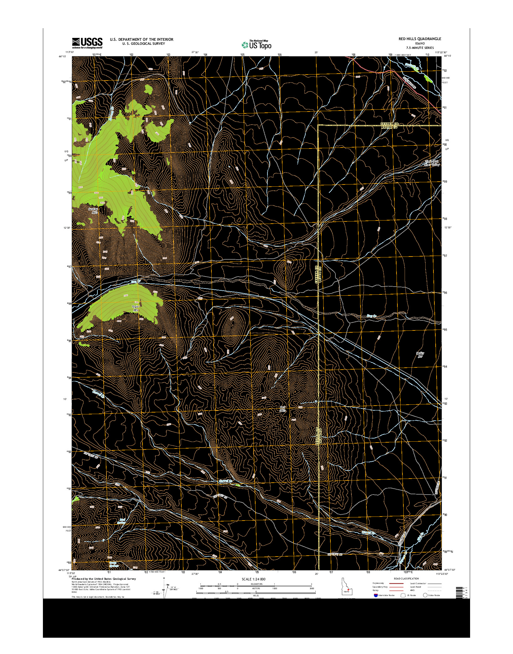 USGS US TOPO 7.5-MINUTE MAP FOR RED HILLS, ID 2013