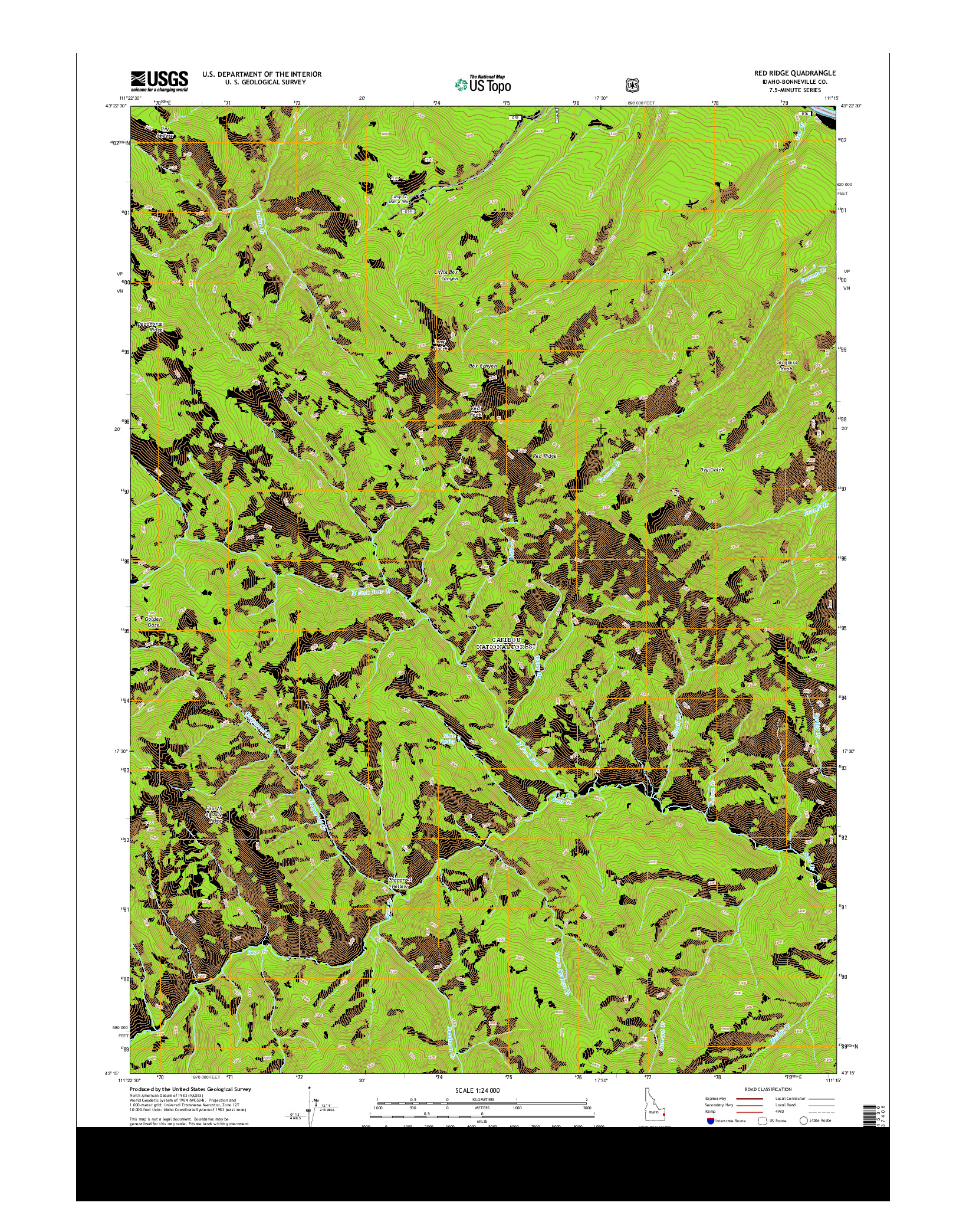 USGS US TOPO 7.5-MINUTE MAP FOR RED RIDGE, ID 2013