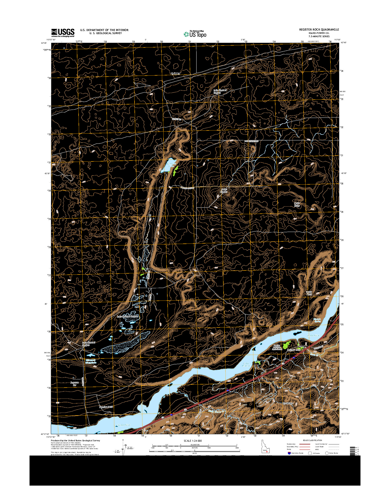 USGS US TOPO 7.5-MINUTE MAP FOR REGISTER ROCK, ID 2013