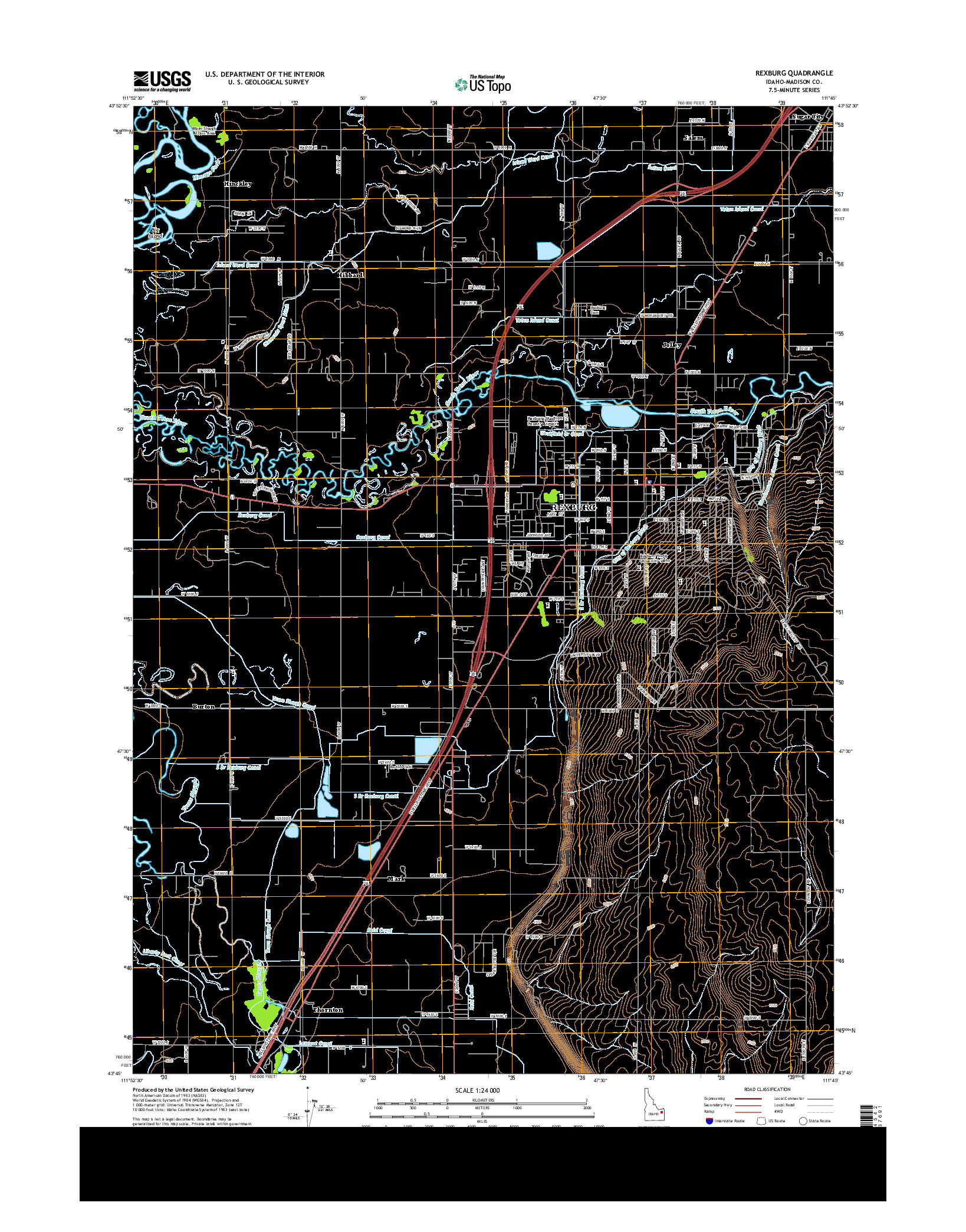 USGS US TOPO 7.5-MINUTE MAP FOR REXBURG, ID 2013
