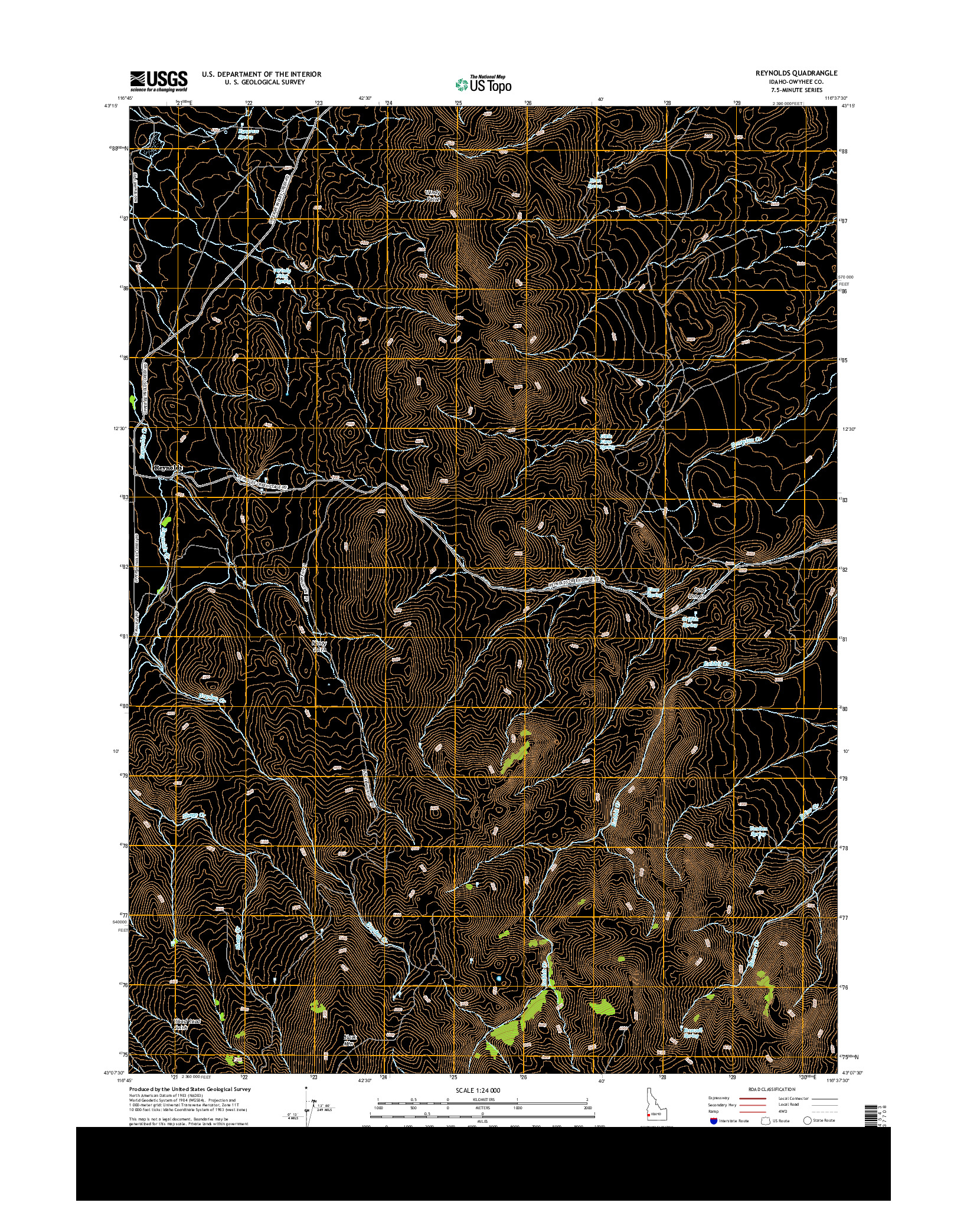 USGS US TOPO 7.5-MINUTE MAP FOR REYNOLDS, ID 2013
