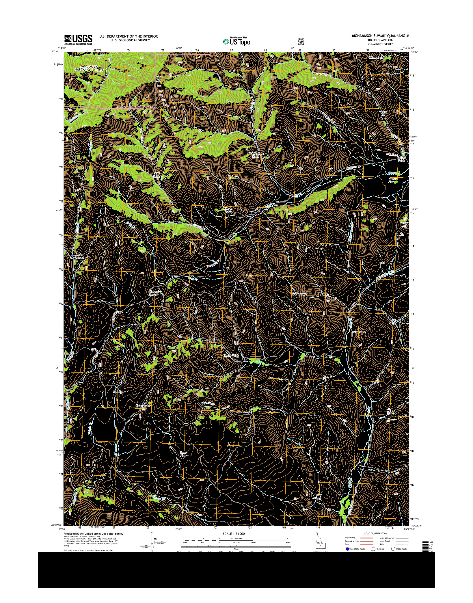 USGS US TOPO 7.5-MINUTE MAP FOR RICHARDSON SUMMIT, ID 2013