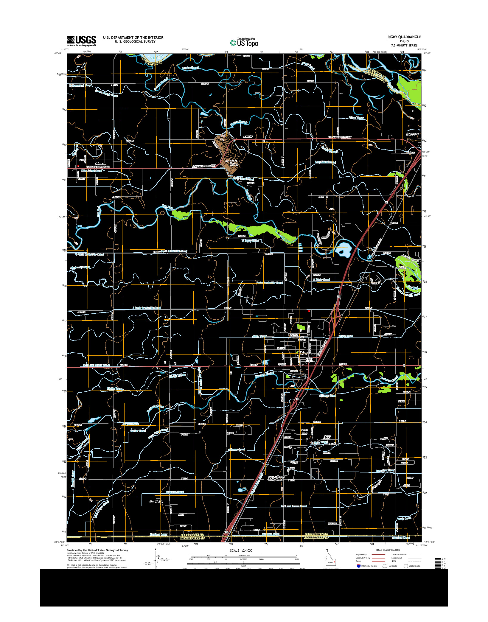 USGS US TOPO 7.5-MINUTE MAP FOR RIGBY, ID 2013
