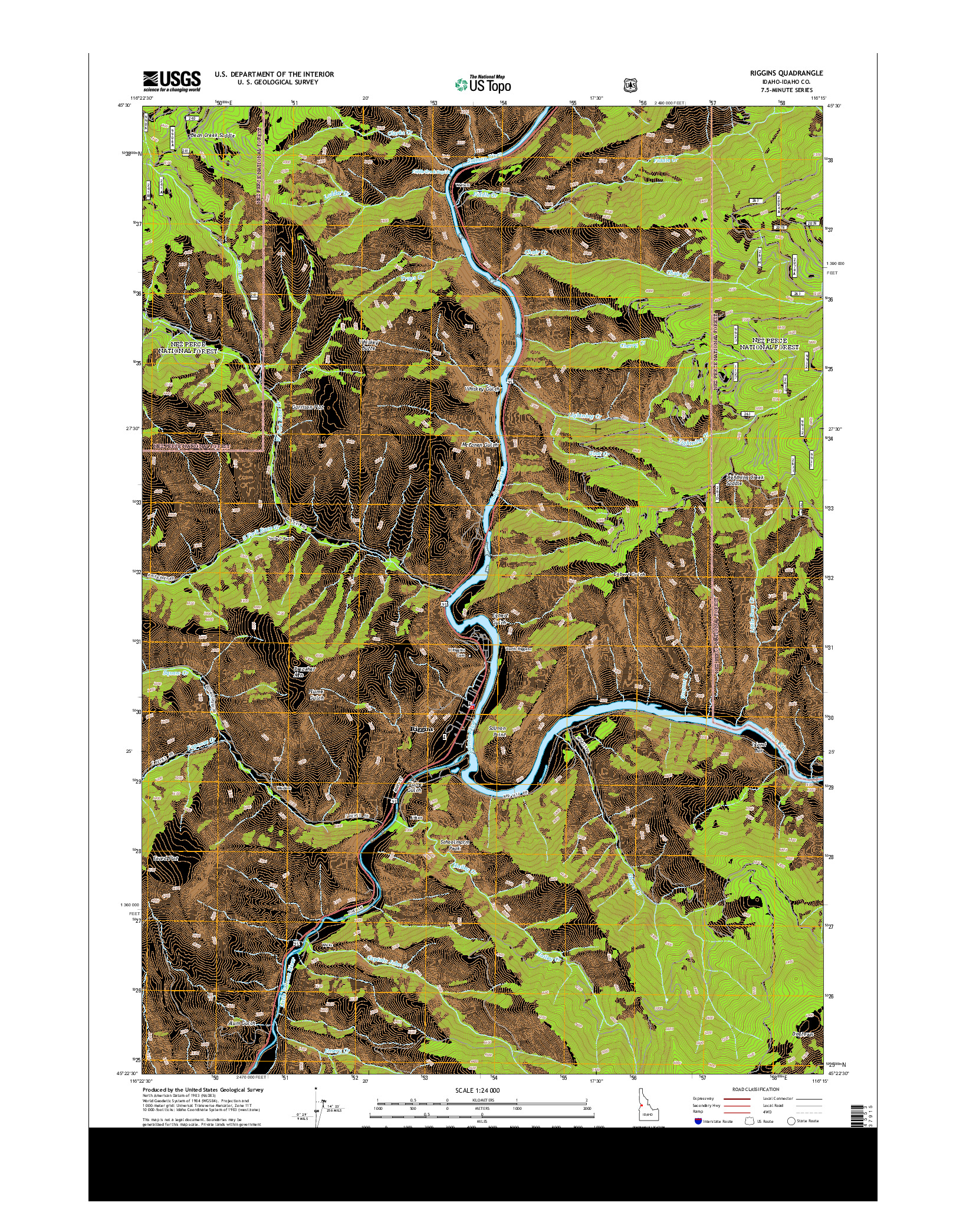 USGS US TOPO 7.5-MINUTE MAP FOR RIGGINS, ID 2013