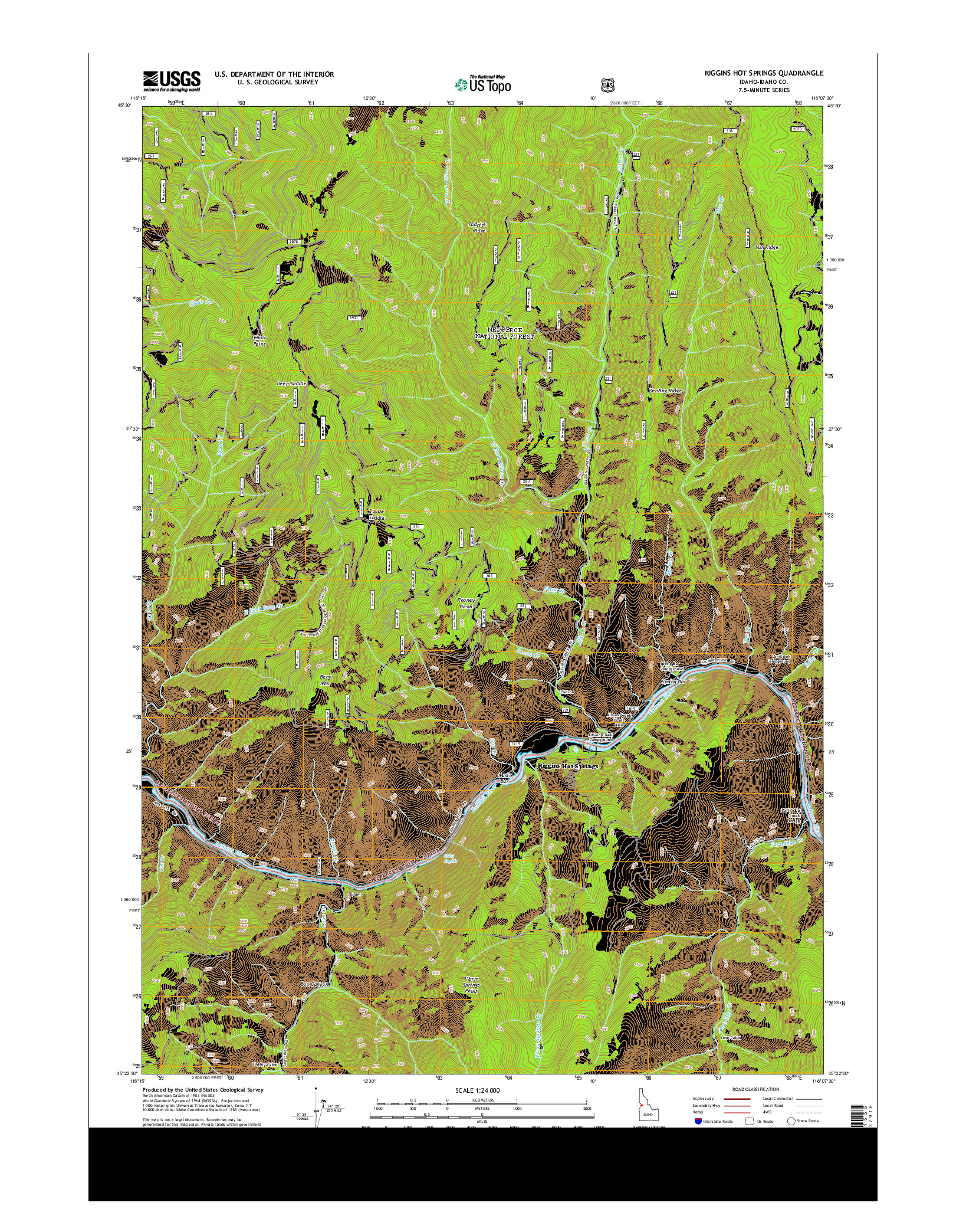 USGS US TOPO 7.5-MINUTE MAP FOR RIGGINS HOT SPRINGS, ID 2013