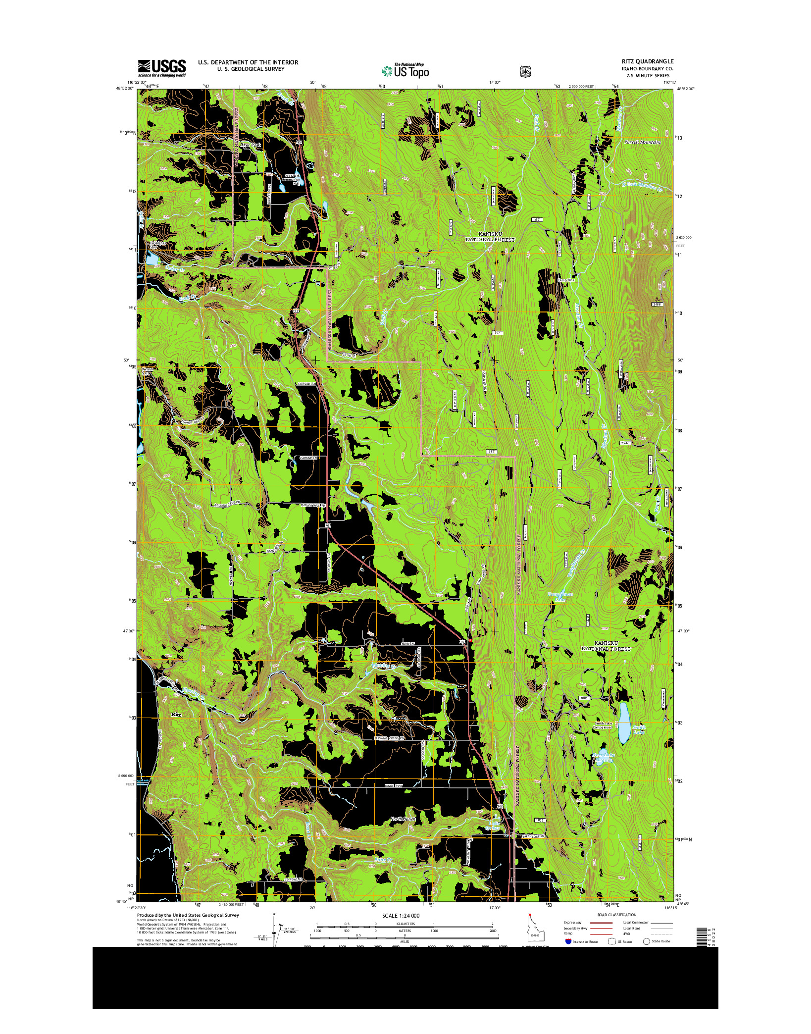 USGS US TOPO 7.5-MINUTE MAP FOR RITZ, ID 2013