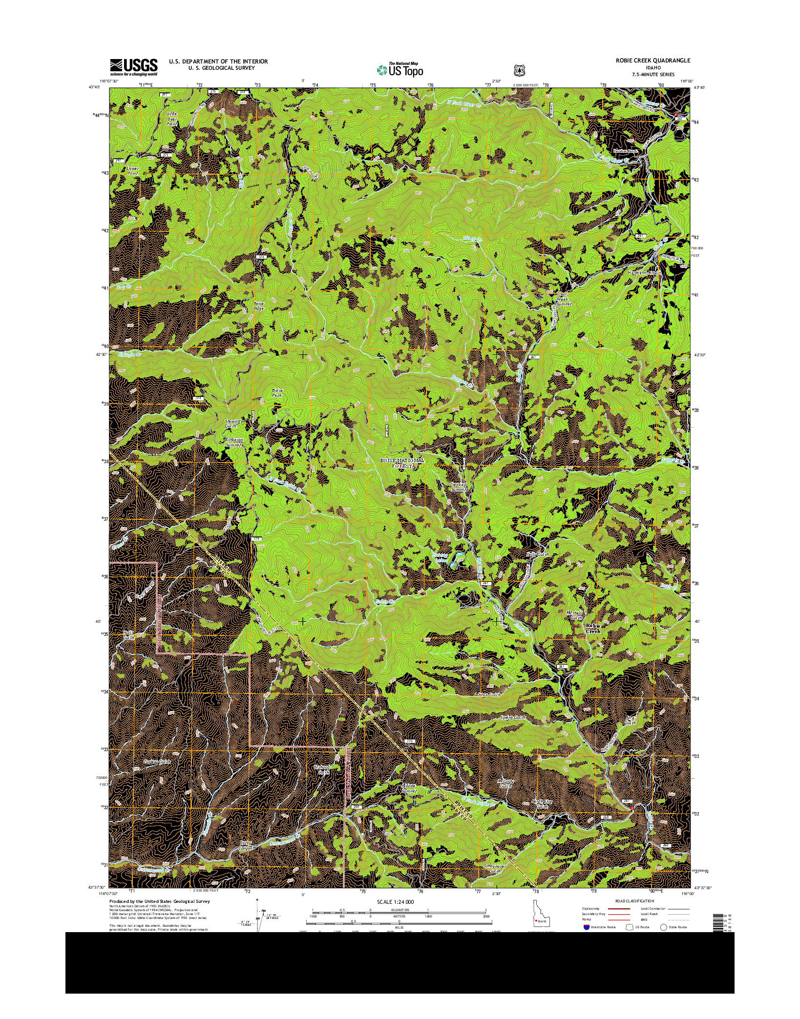 USGS US TOPO 7.5-MINUTE MAP FOR ROBIE CREEK, ID 2013