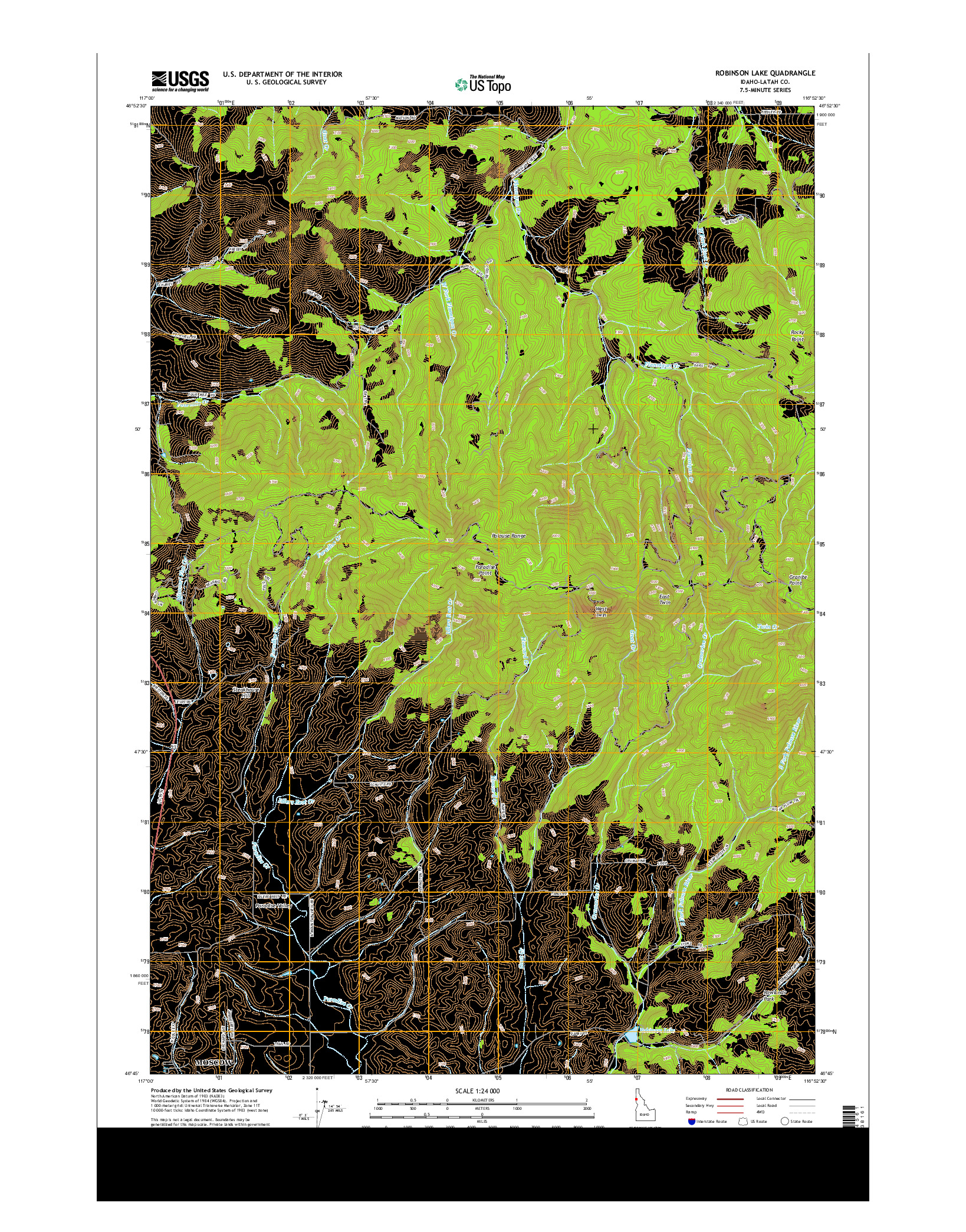 USGS US TOPO 7.5-MINUTE MAP FOR ROBINSON LAKE, ID 2013