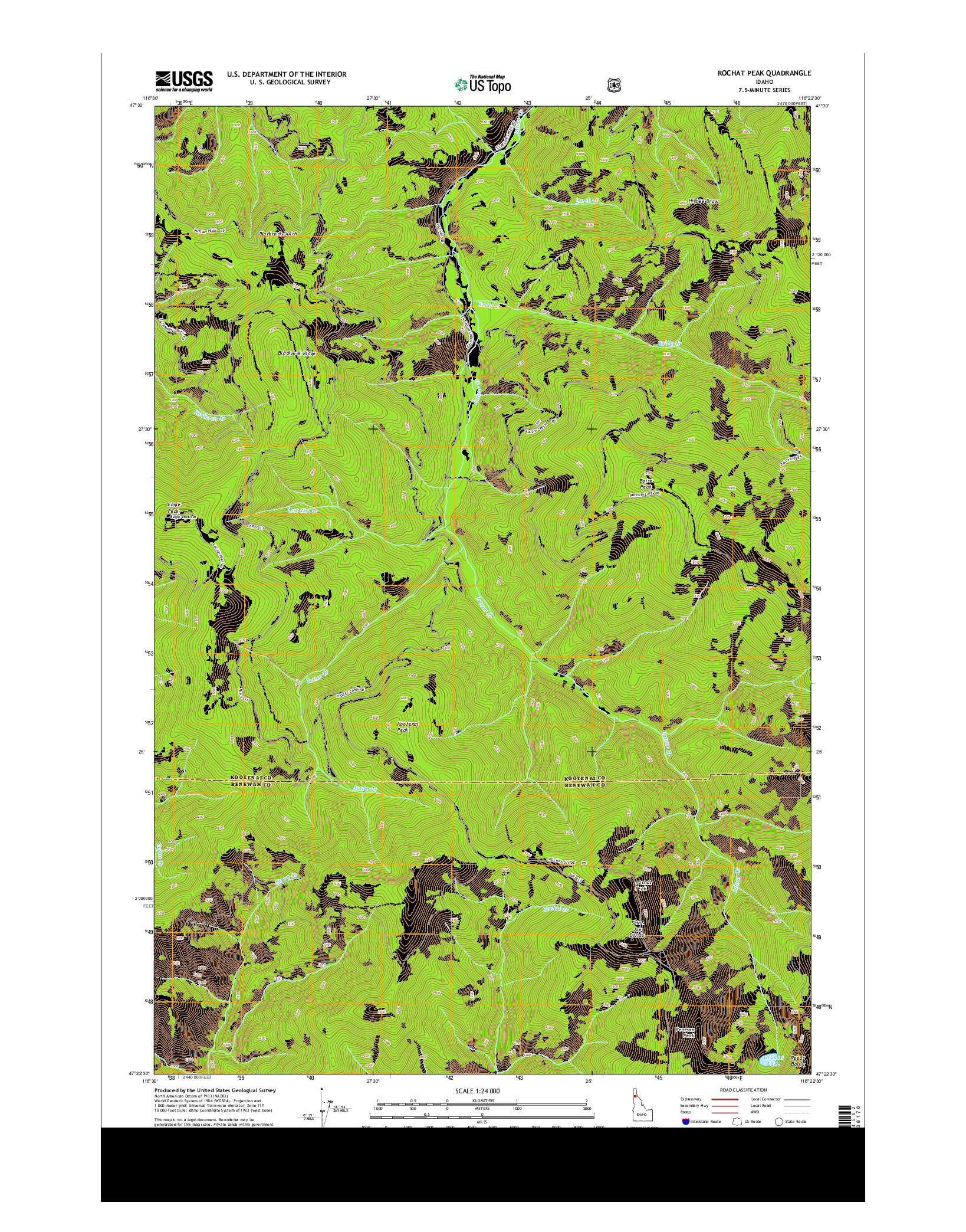 USGS US TOPO 7.5-MINUTE MAP FOR ROCHAT PEAK, ID 2013