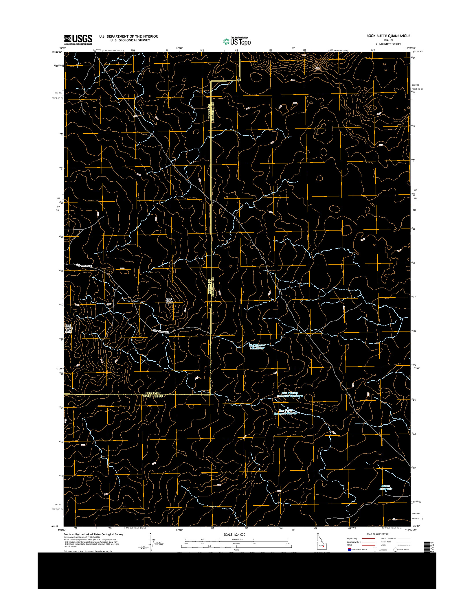 USGS US TOPO 7.5-MINUTE MAP FOR ROCK BUTTE, ID 2013