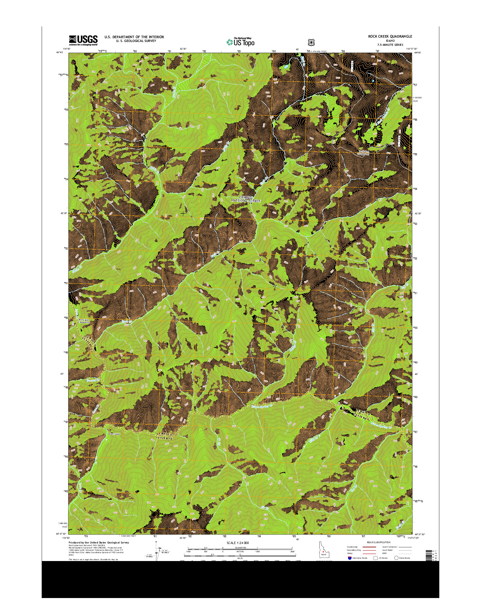 USGS US TOPO 7.5-MINUTE MAP FOR ROCK CREEK, ID 2013