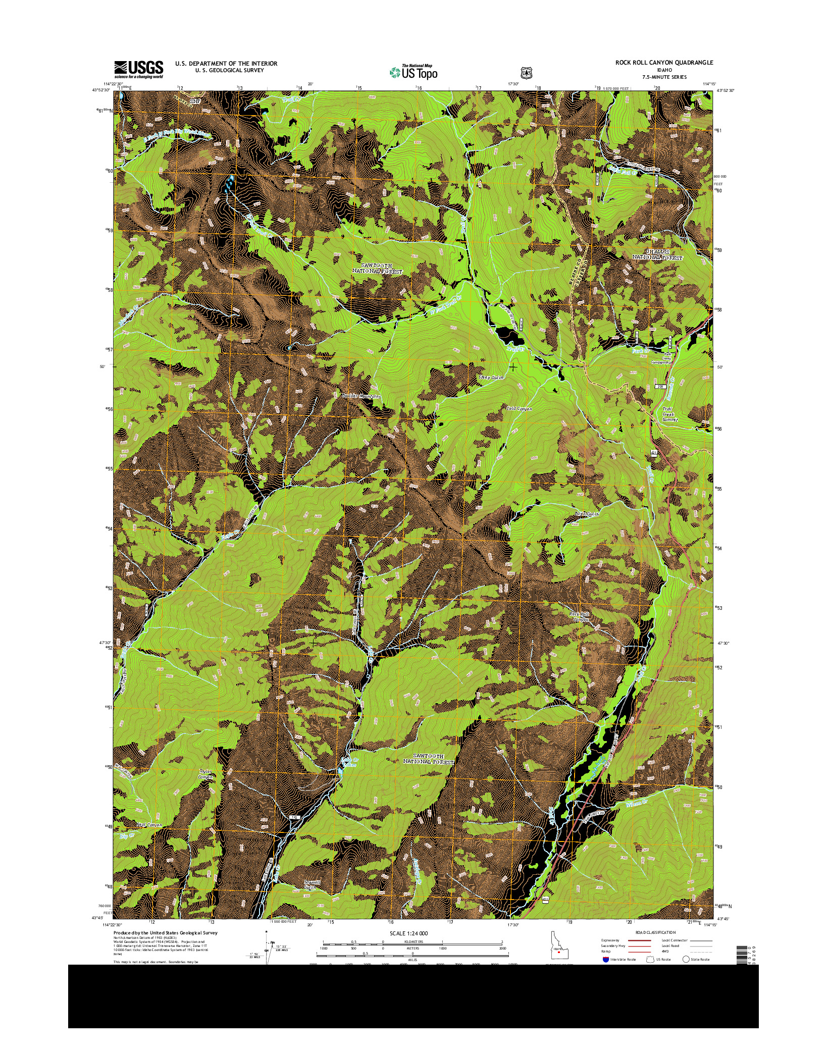 USGS US TOPO 7.5-MINUTE MAP FOR ROCK ROLL CANYON, ID 2013