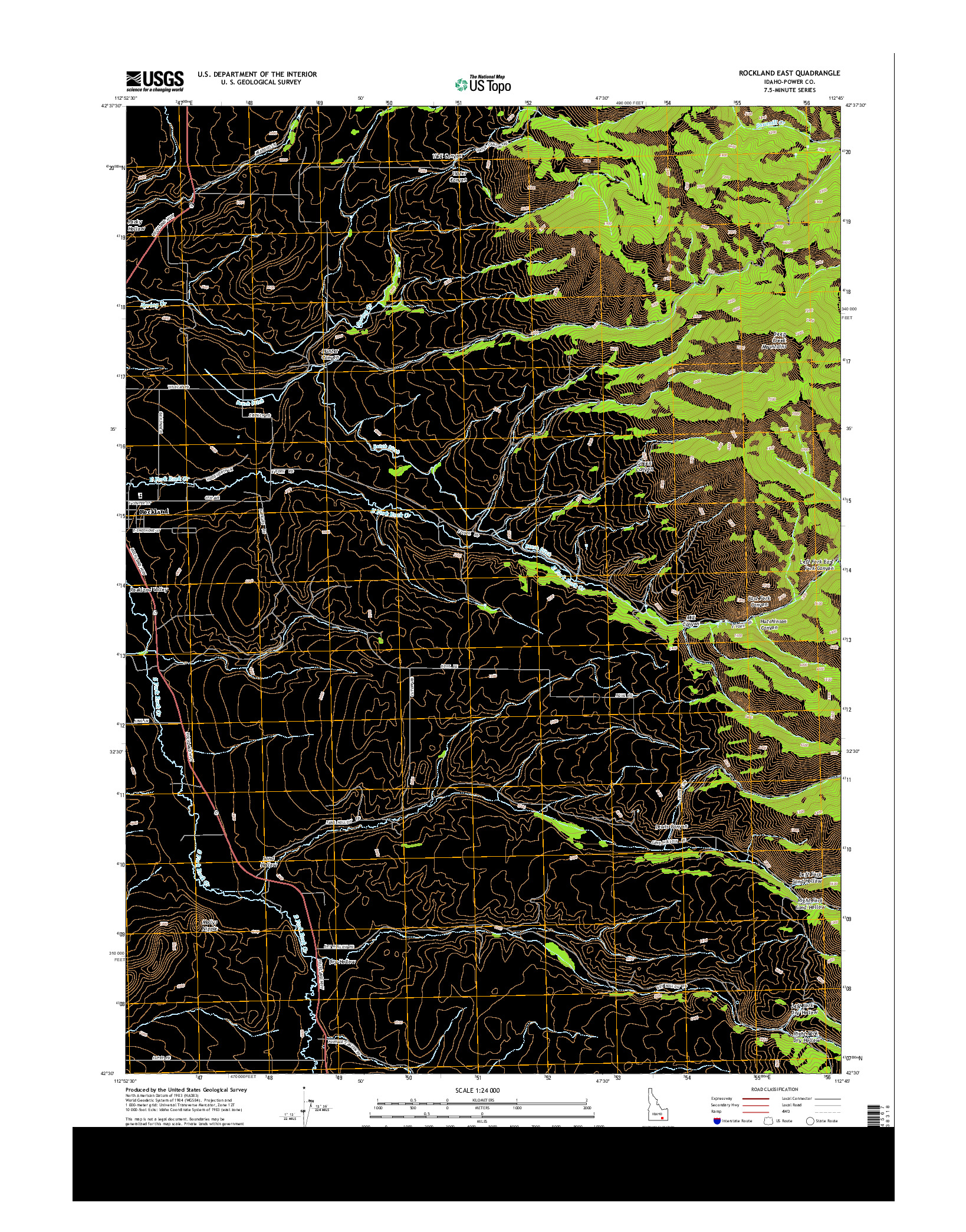 USGS US TOPO 7.5-MINUTE MAP FOR ROCKLAND EAST, ID 2013