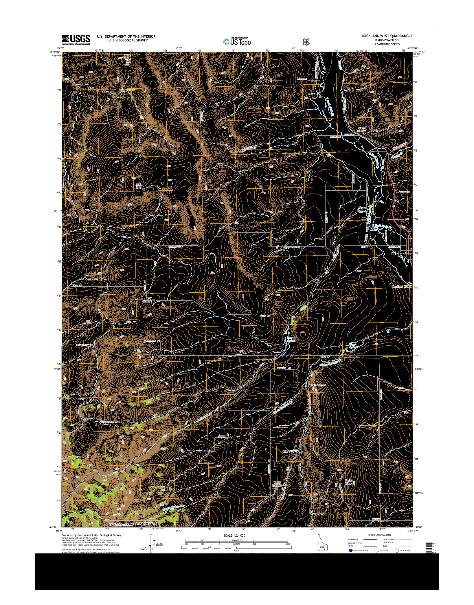 USGS US TOPO 7.5-MINUTE MAP FOR ROCKLAND WEST, ID 2013