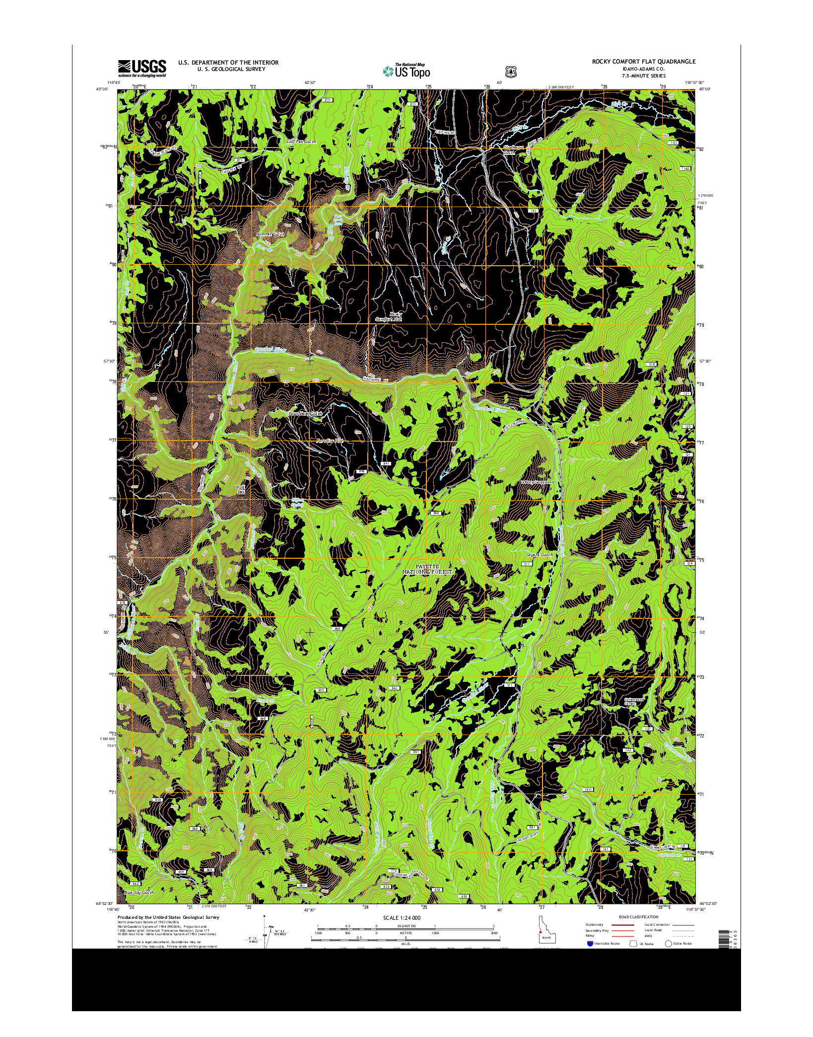 USGS US TOPO 7.5-MINUTE MAP FOR ROCKY COMFORT FLAT, ID 2013