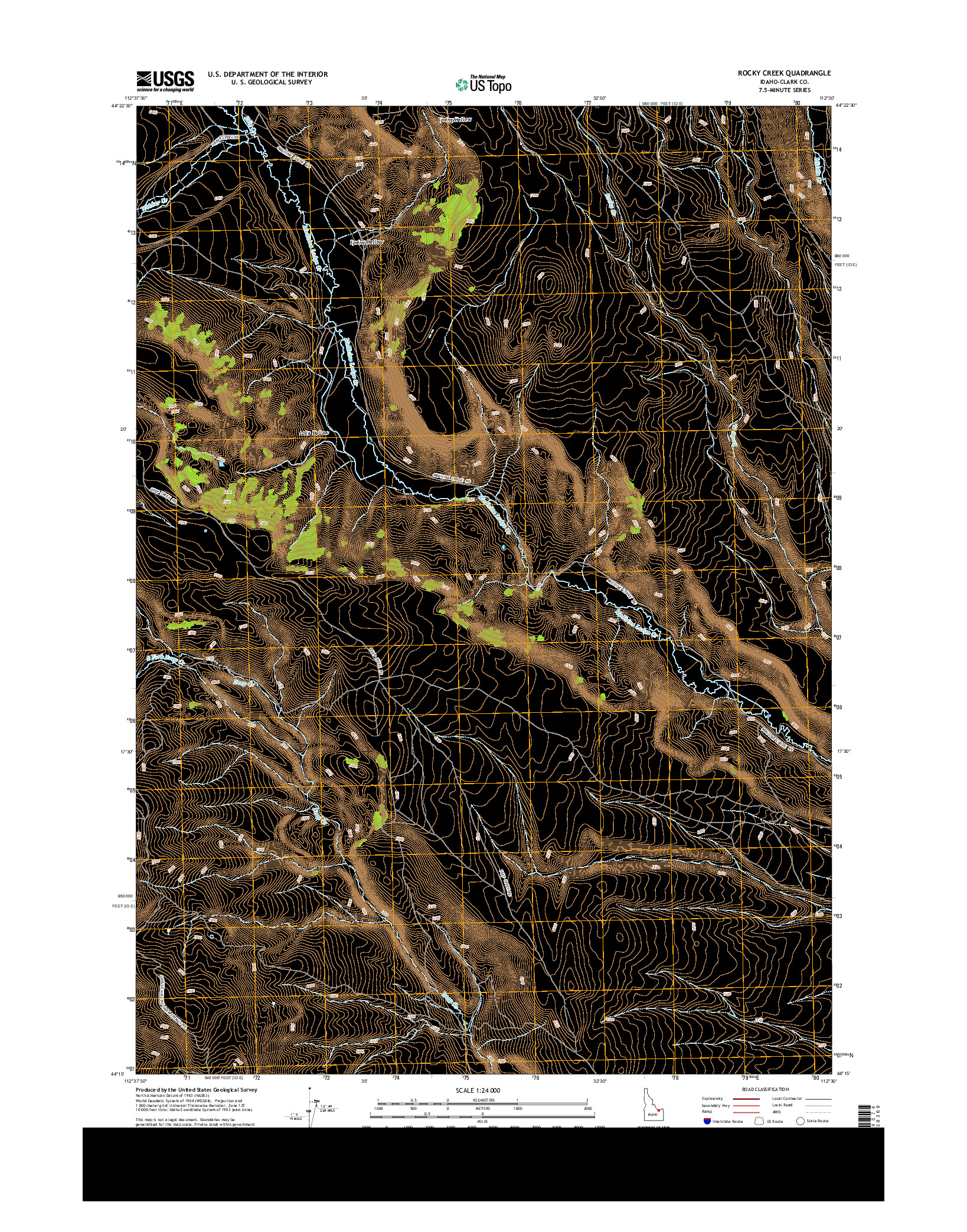 USGS US TOPO 7.5-MINUTE MAP FOR ROCKY CREEK, ID 2013