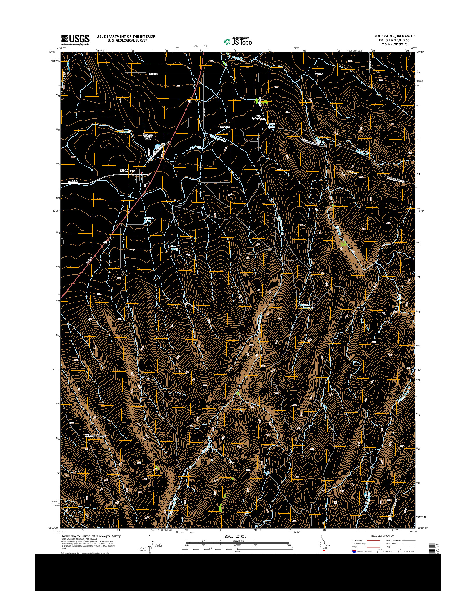 USGS US TOPO 7.5-MINUTE MAP FOR ROGERSON, ID 2013