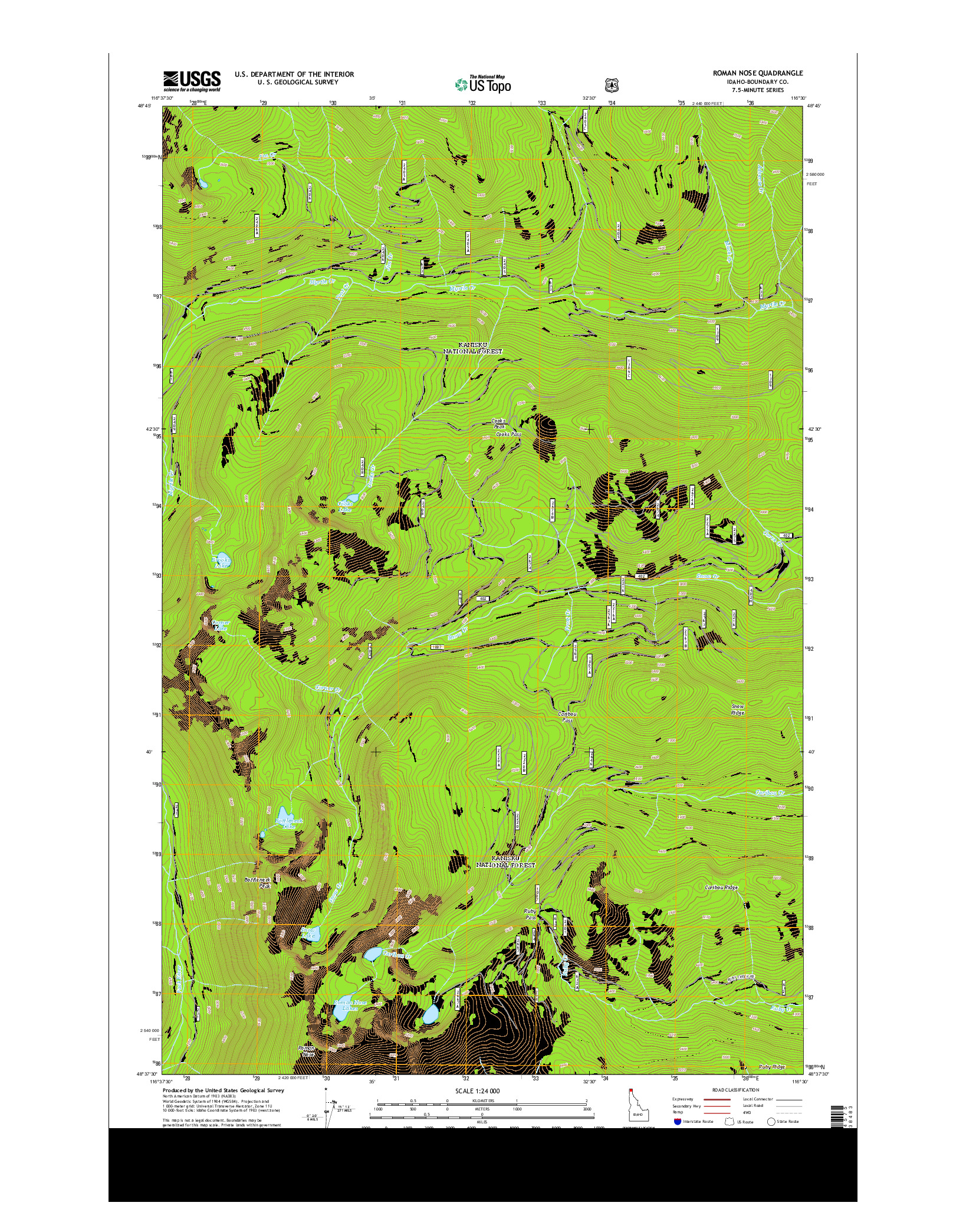 USGS US TOPO 7.5-MINUTE MAP FOR ROMAN NOSE, ID 2013