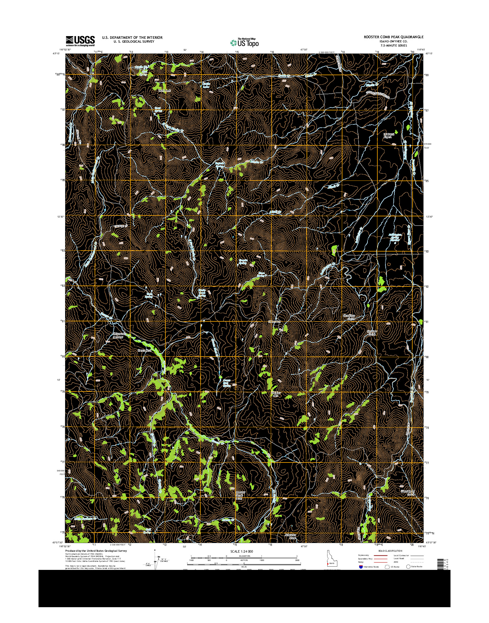 USGS US TOPO 7.5-MINUTE MAP FOR ROOSTER COMB PEAK, ID 2013