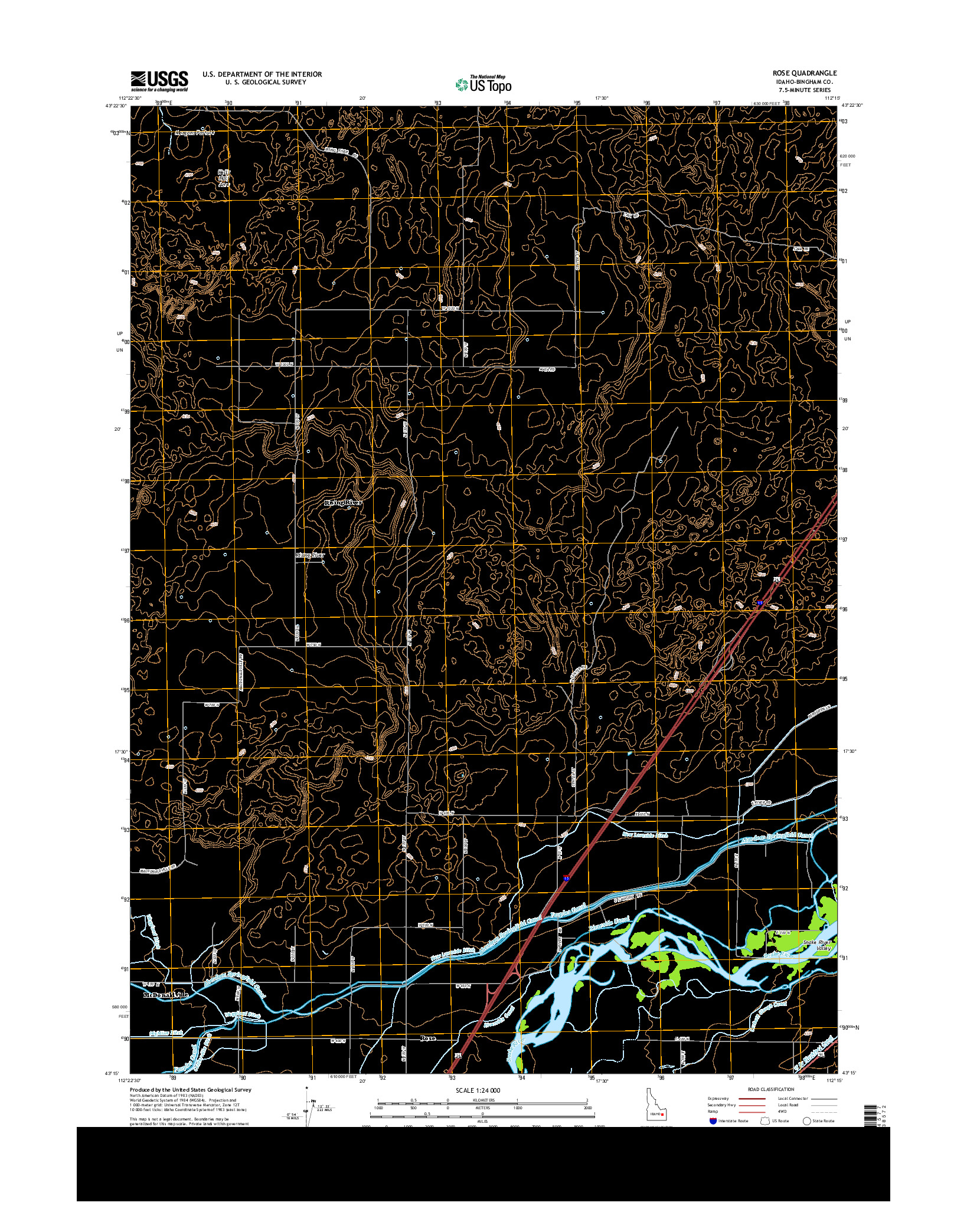 USGS US TOPO 7.5-MINUTE MAP FOR ROSE, ID 2013
