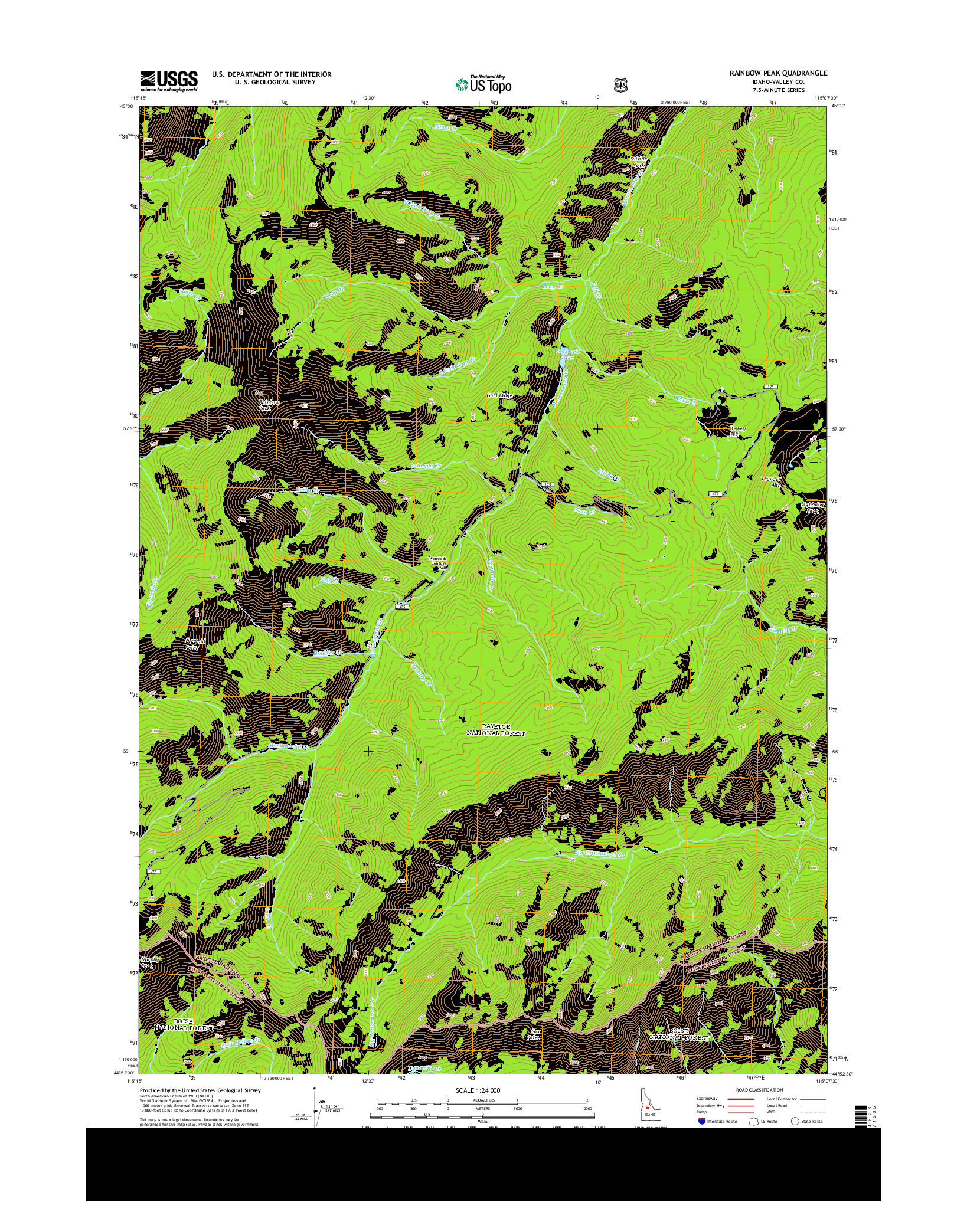 USGS US TOPO 7.5-MINUTE MAP FOR RAINBOW PEAK, ID 2013