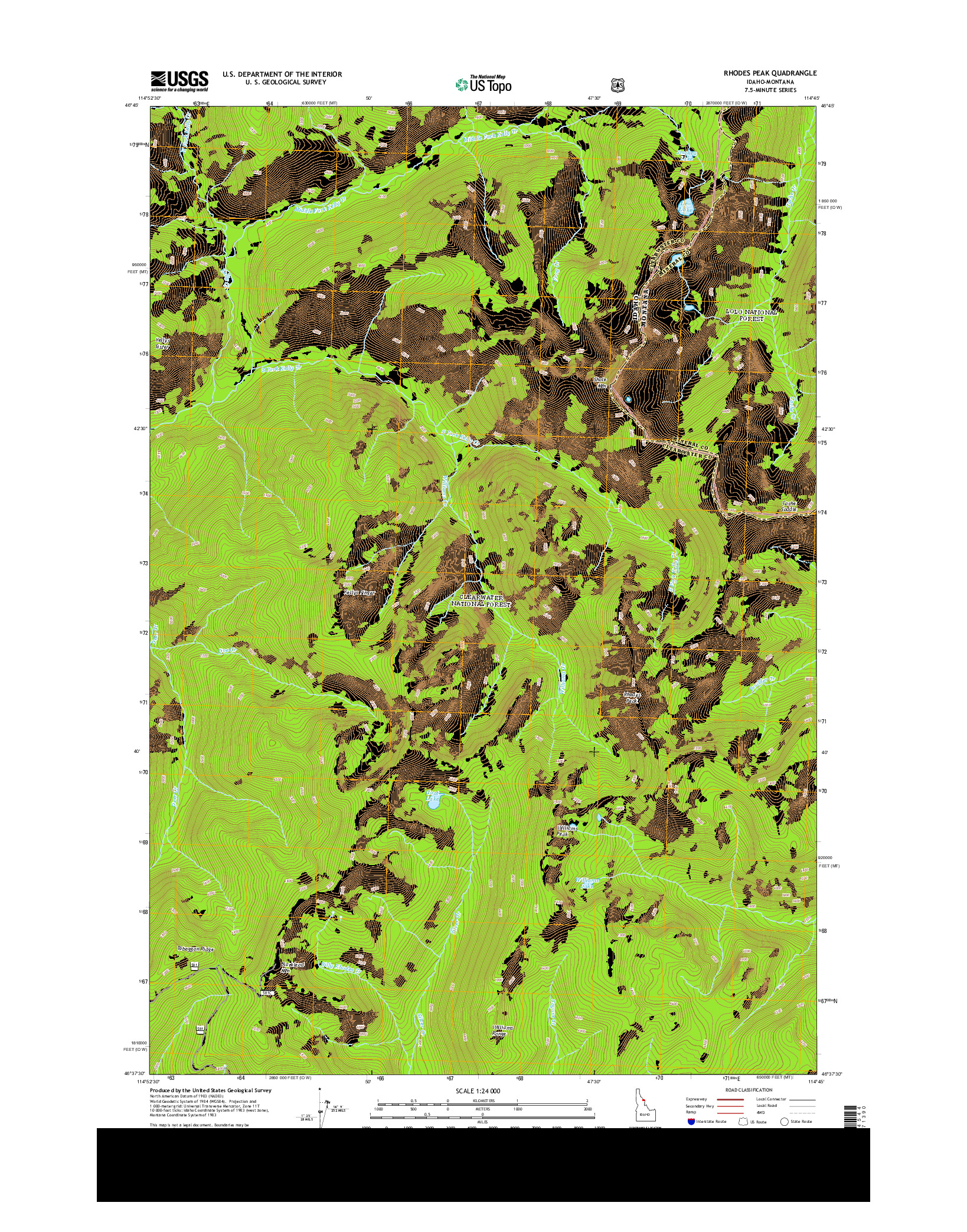 USGS US TOPO 7.5-MINUTE MAP FOR RHODES PEAK, ID-MT 2013