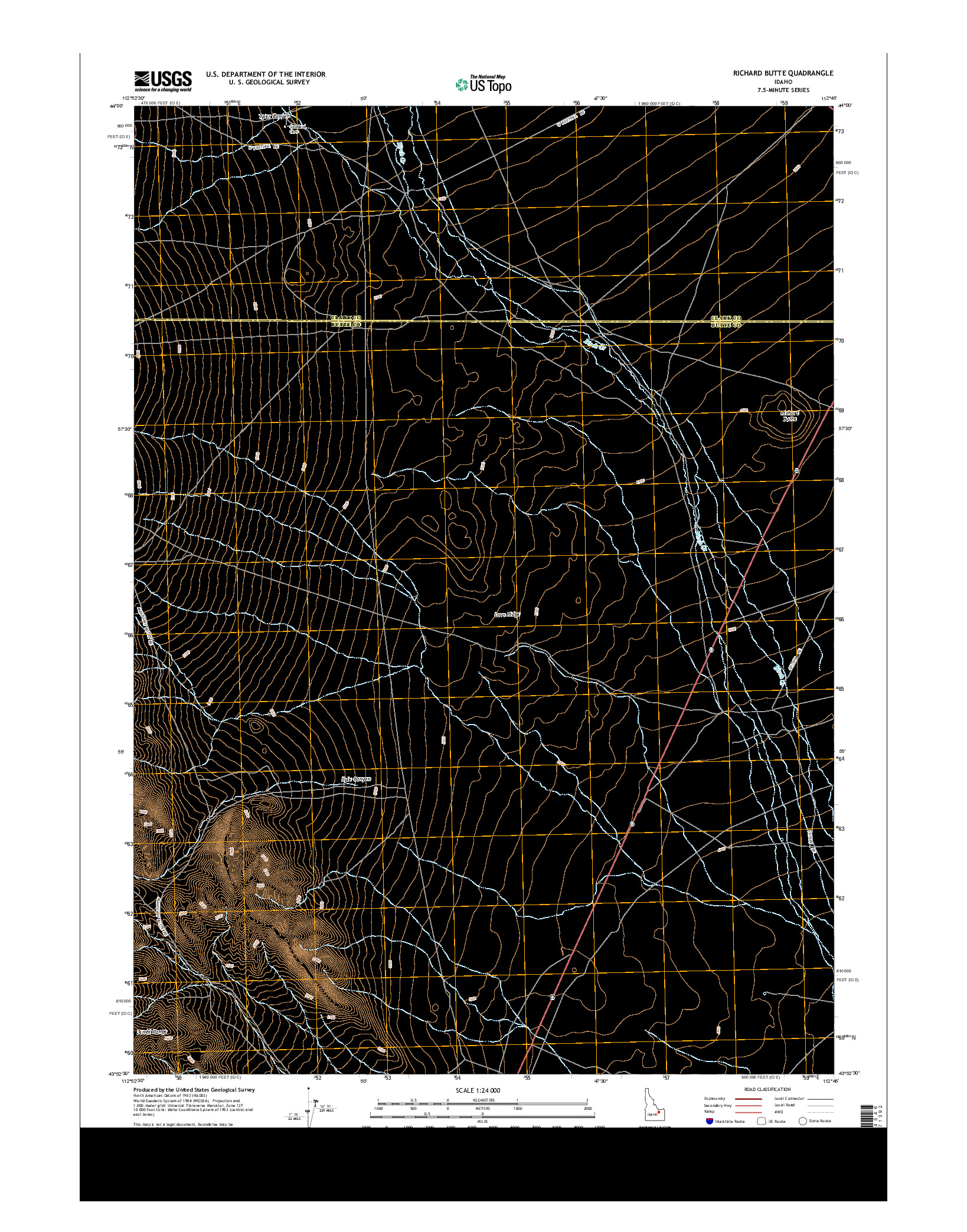 USGS US TOPO 7.5-MINUTE MAP FOR RICHARD BUTTE, ID 2013