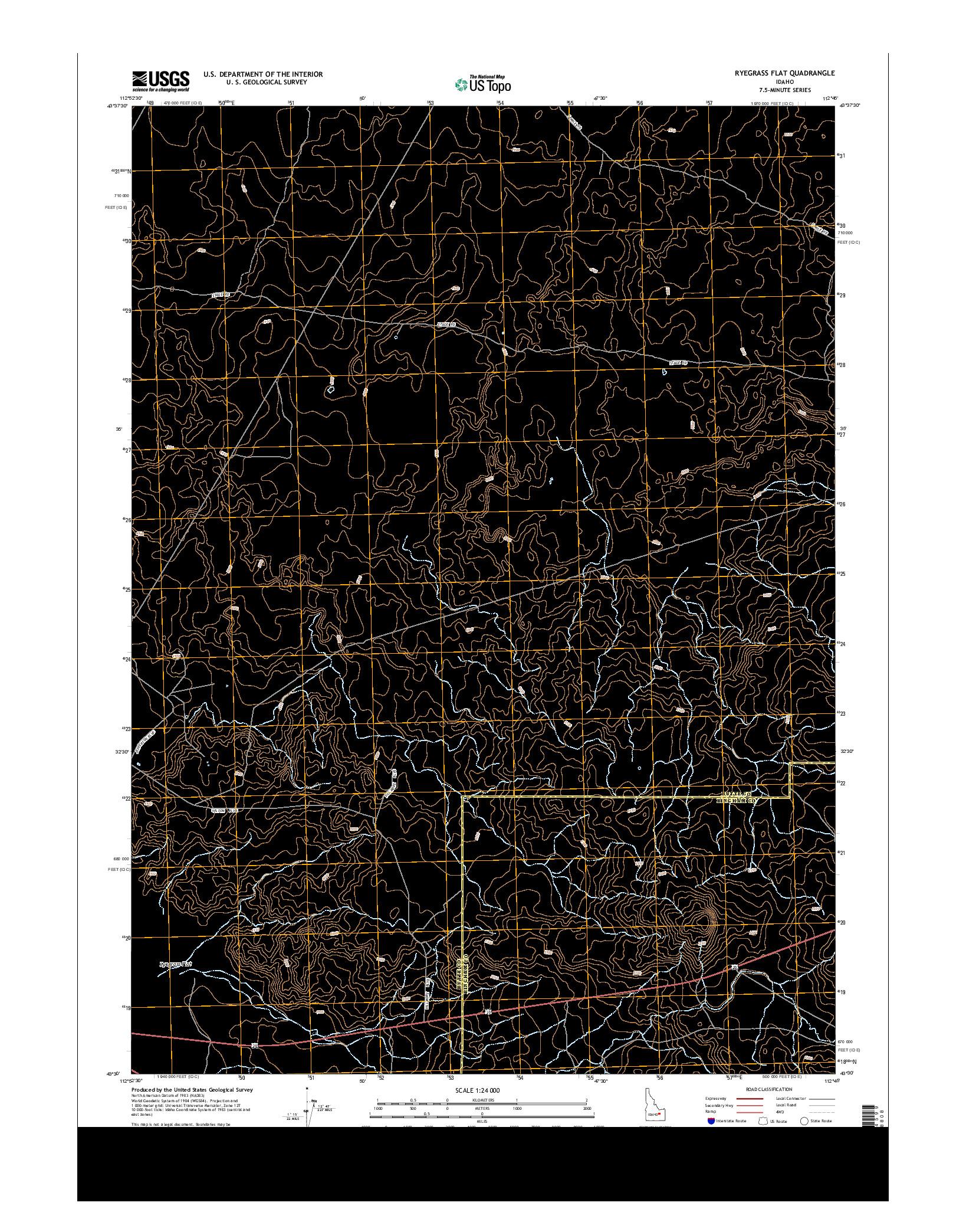 USGS US TOPO 7.5-MINUTE MAP FOR RYEGRASS FLAT, ID 2013