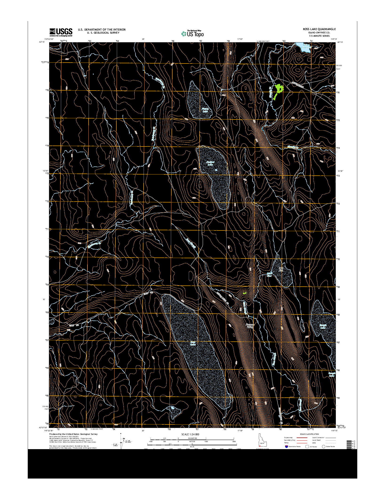 USGS US TOPO 7.5-MINUTE MAP FOR ROSS LAKE, ID 2013