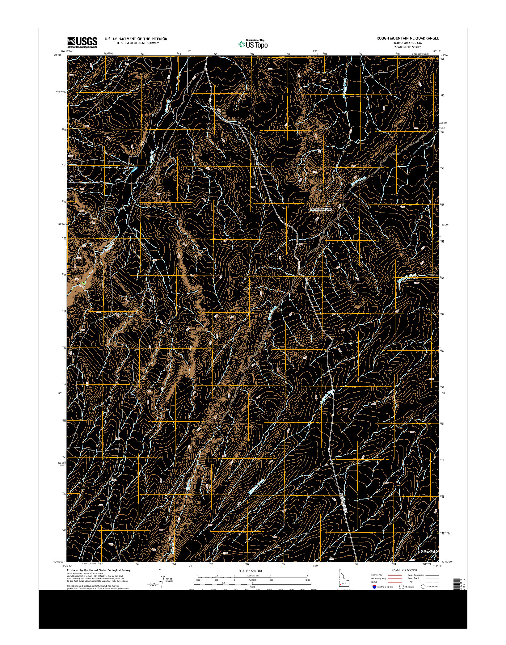 USGS US TOPO 7.5-MINUTE MAP FOR ROUGH MOUNTAIN NE, ID 2013