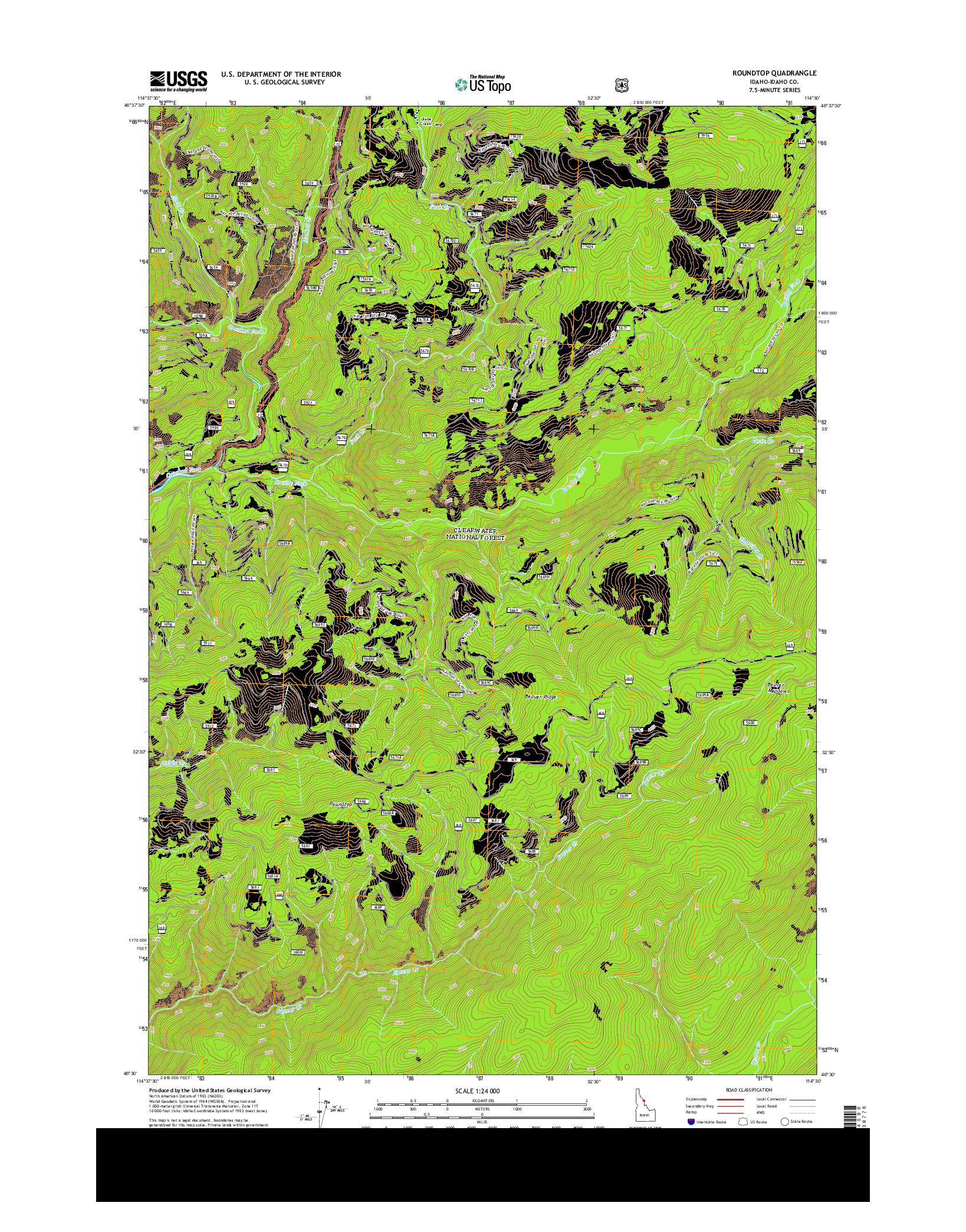 USGS US TOPO 7.5-MINUTE MAP FOR ROUNDTOP, ID 2013