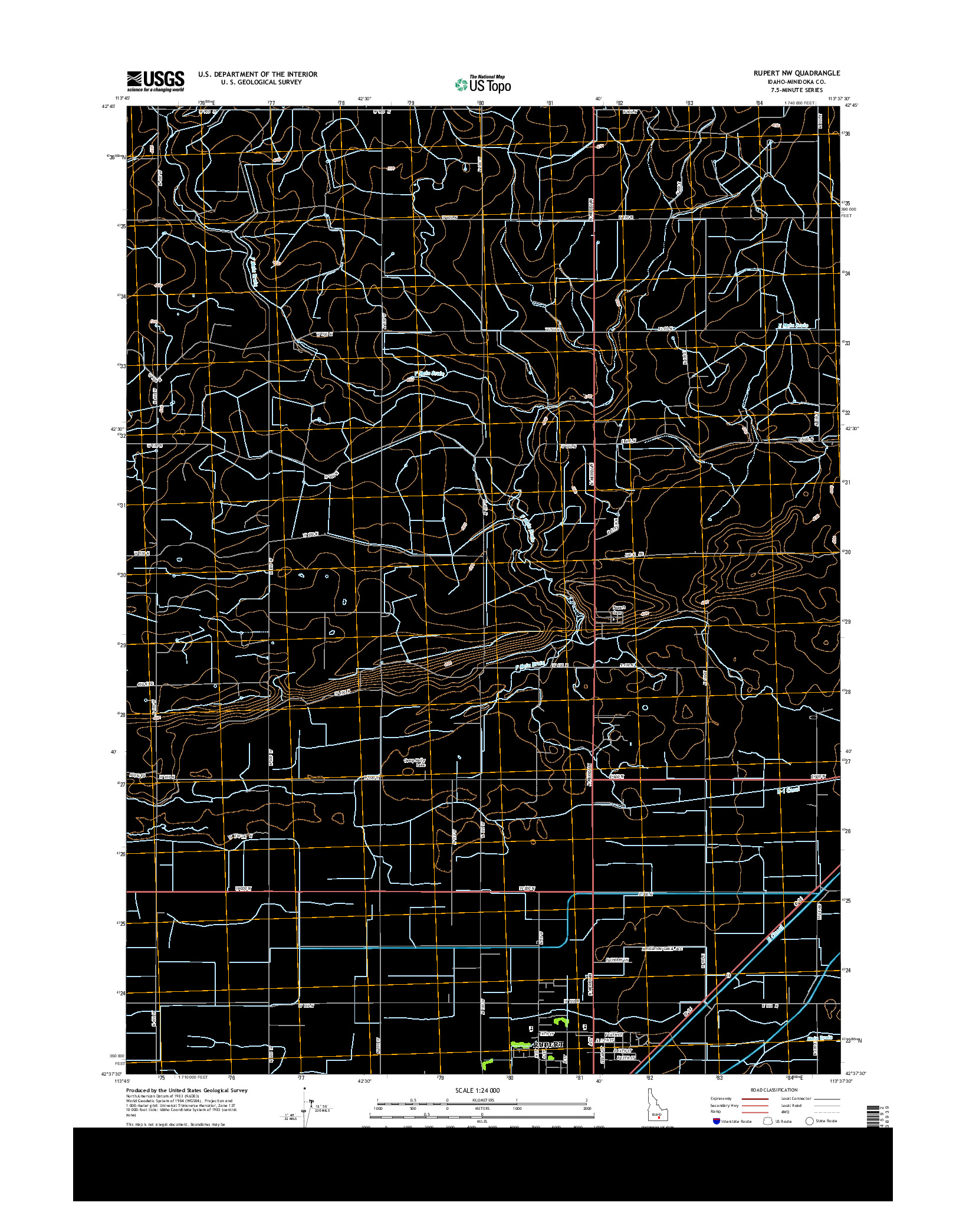 USGS US TOPO 7.5-MINUTE MAP FOR RUPERT NW, ID 2013