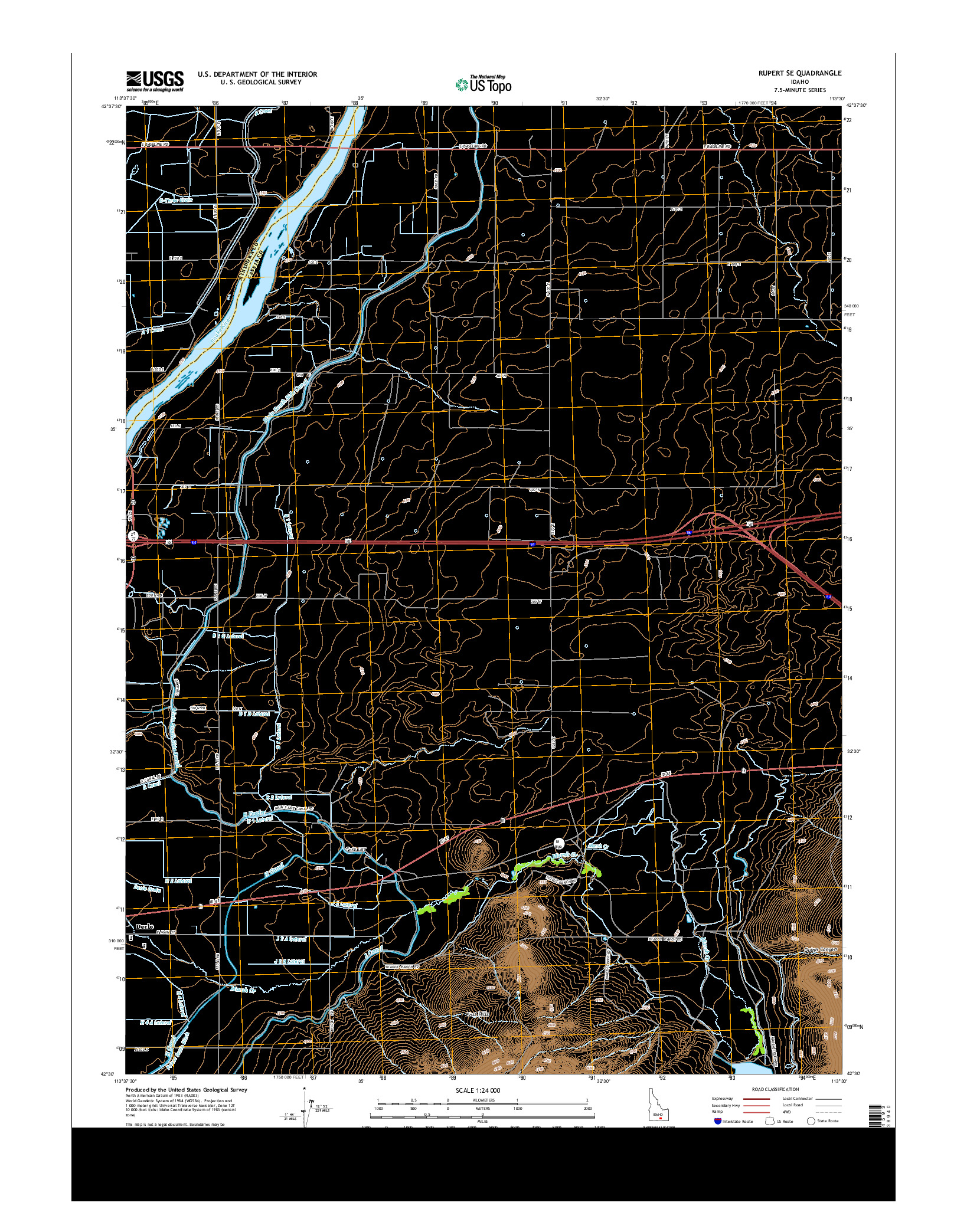 USGS US TOPO 7.5-MINUTE MAP FOR RUPERT SE, ID 2013