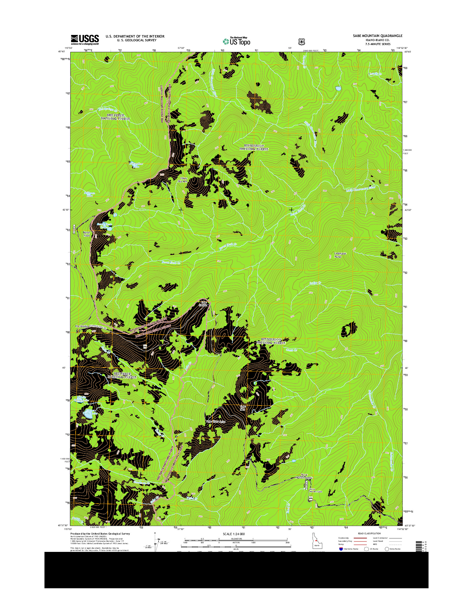 USGS US TOPO 7.5-MINUTE MAP FOR SABE MOUNTAIN, ID 2013