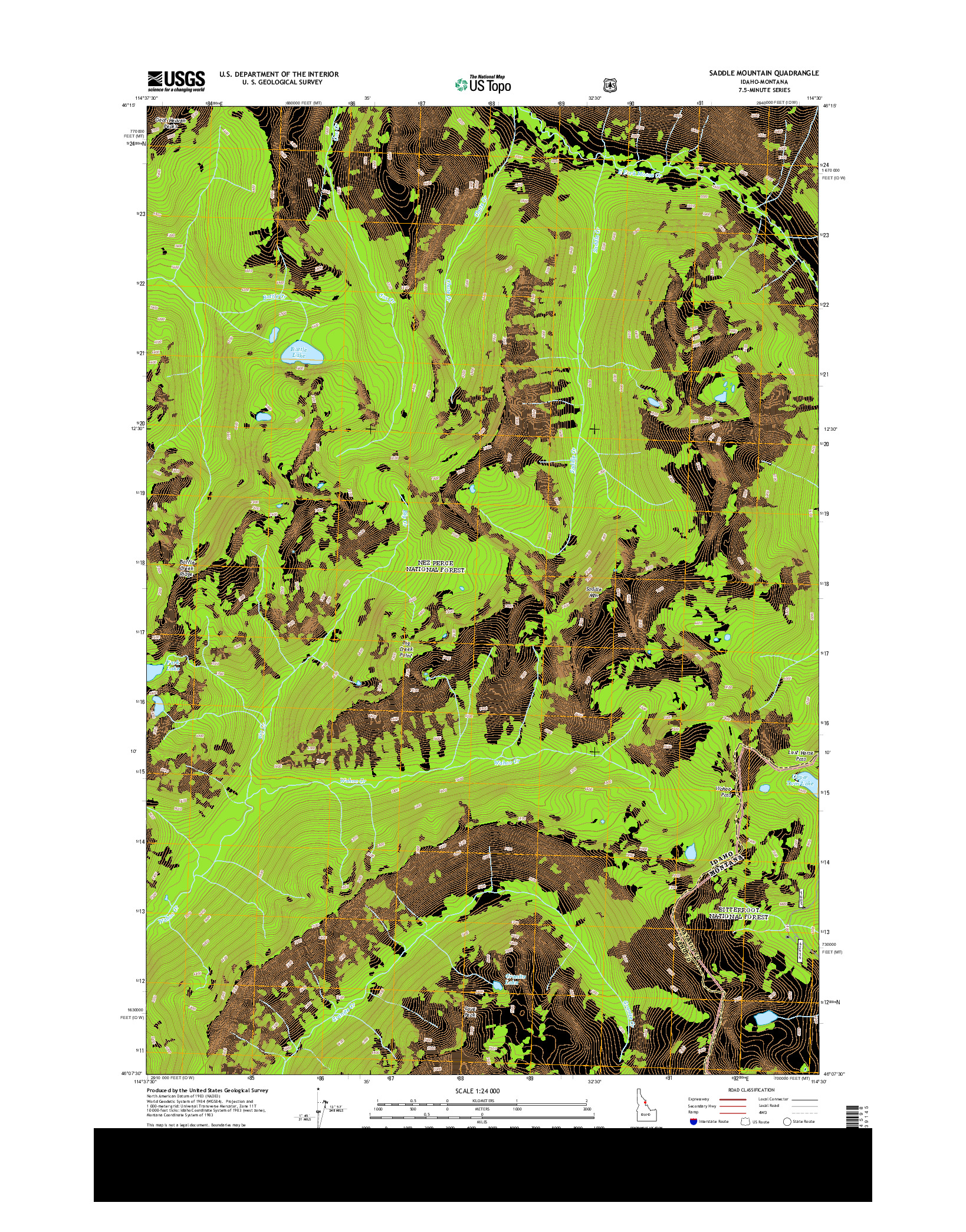 USGS US TOPO 7.5-MINUTE MAP FOR SADDLE MOUNTAIN, ID-MT 2013