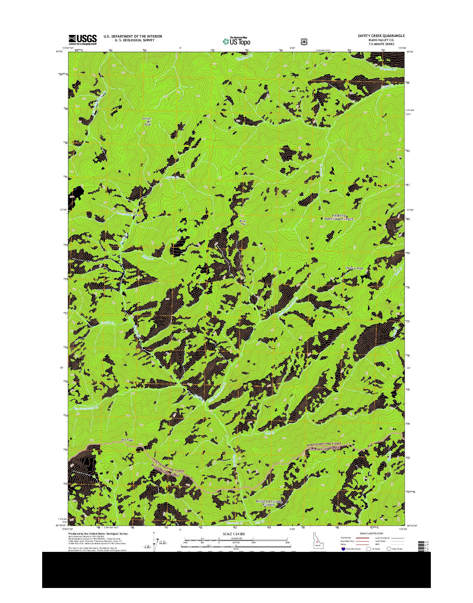 USGS US TOPO 7.5-MINUTE MAP FOR SAFETY CREEK, ID 2013