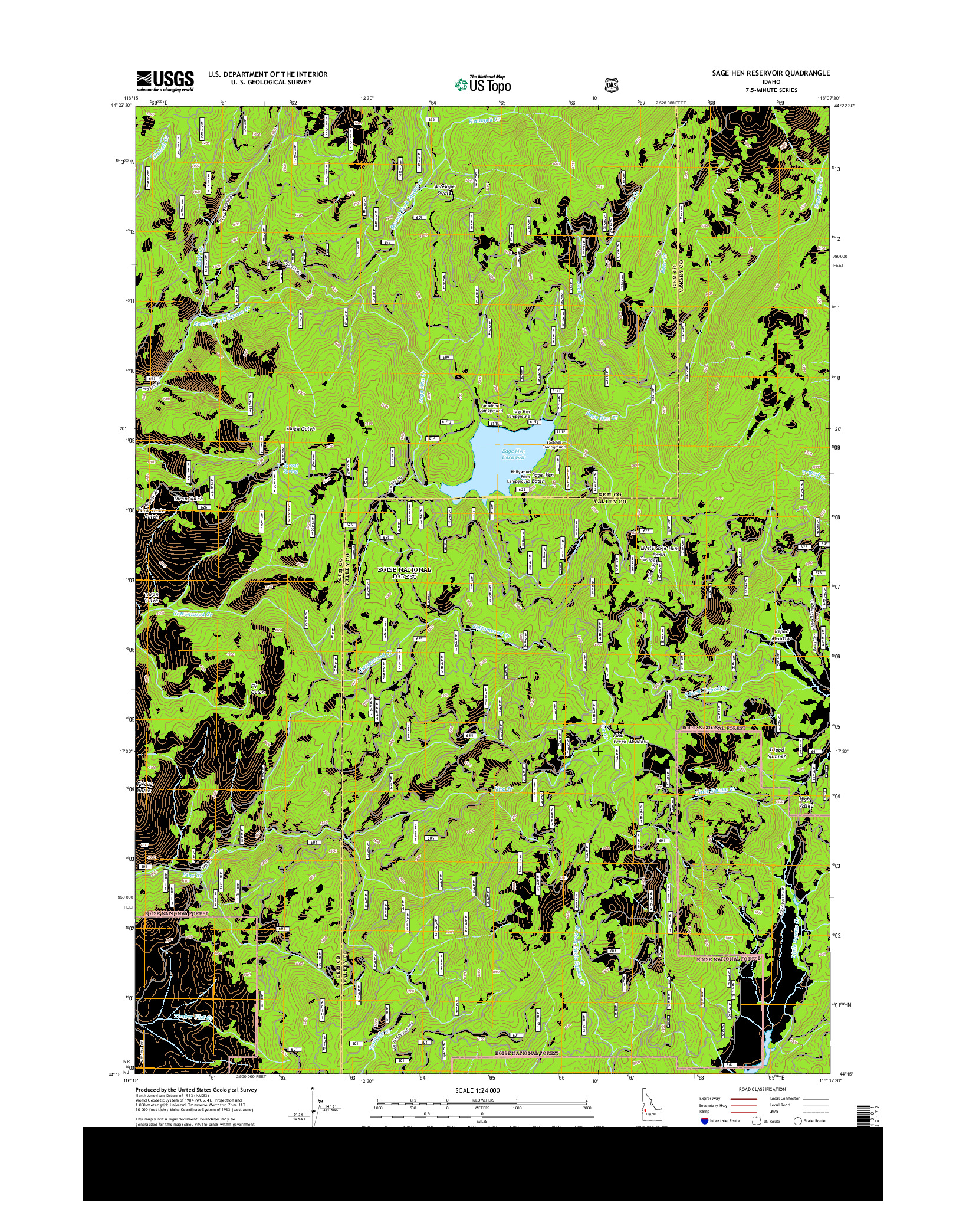 USGS US TOPO 7.5-MINUTE MAP FOR SAGE HEN RESERVOIR, ID 2013