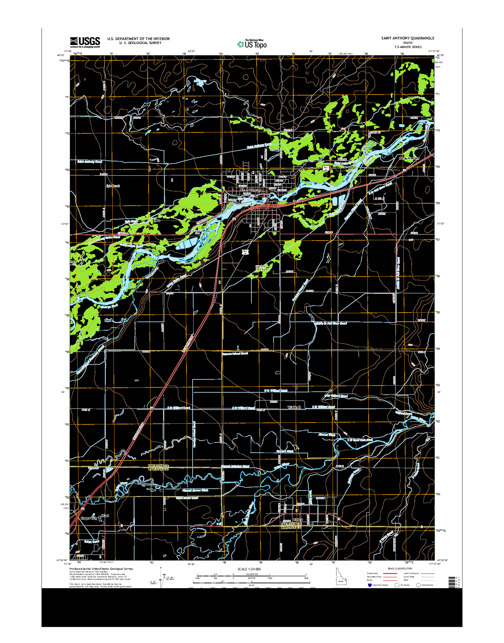 USGS US TOPO 7.5-MINUTE MAP FOR SAINT ANTHONY, ID 2013
